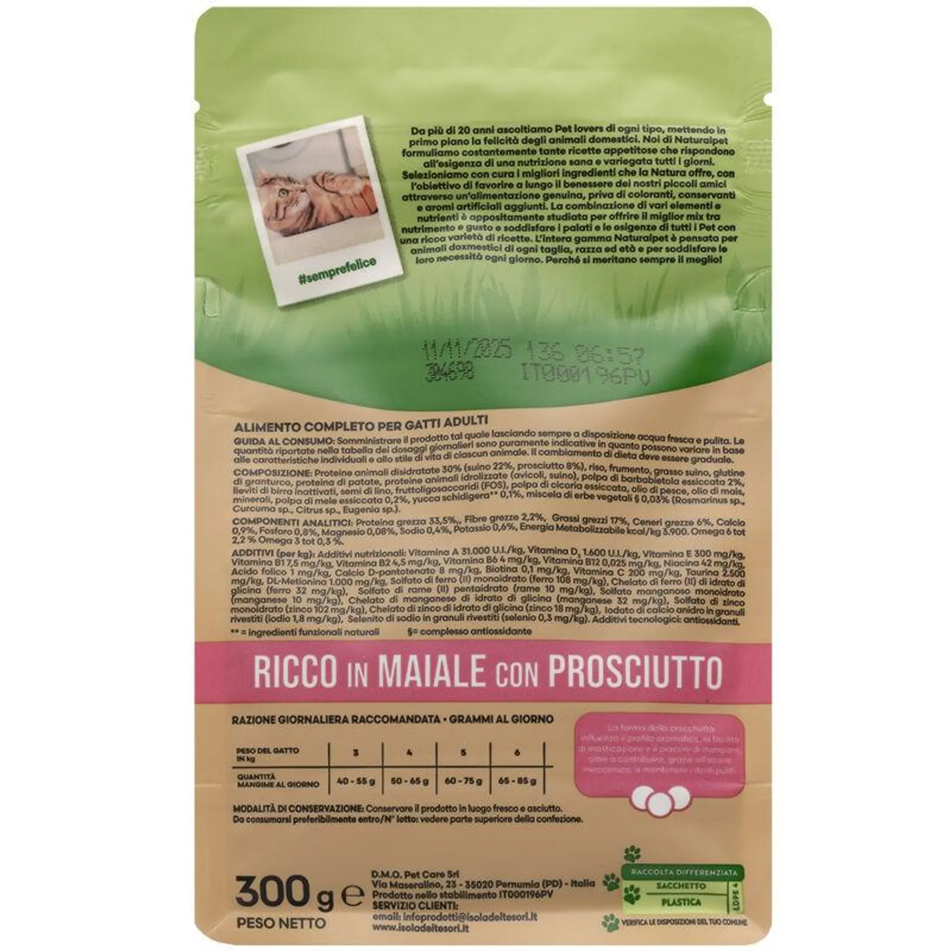 Naturalpet Premium Cat Adult ricco in Maiale con Prosciutto 300 gr