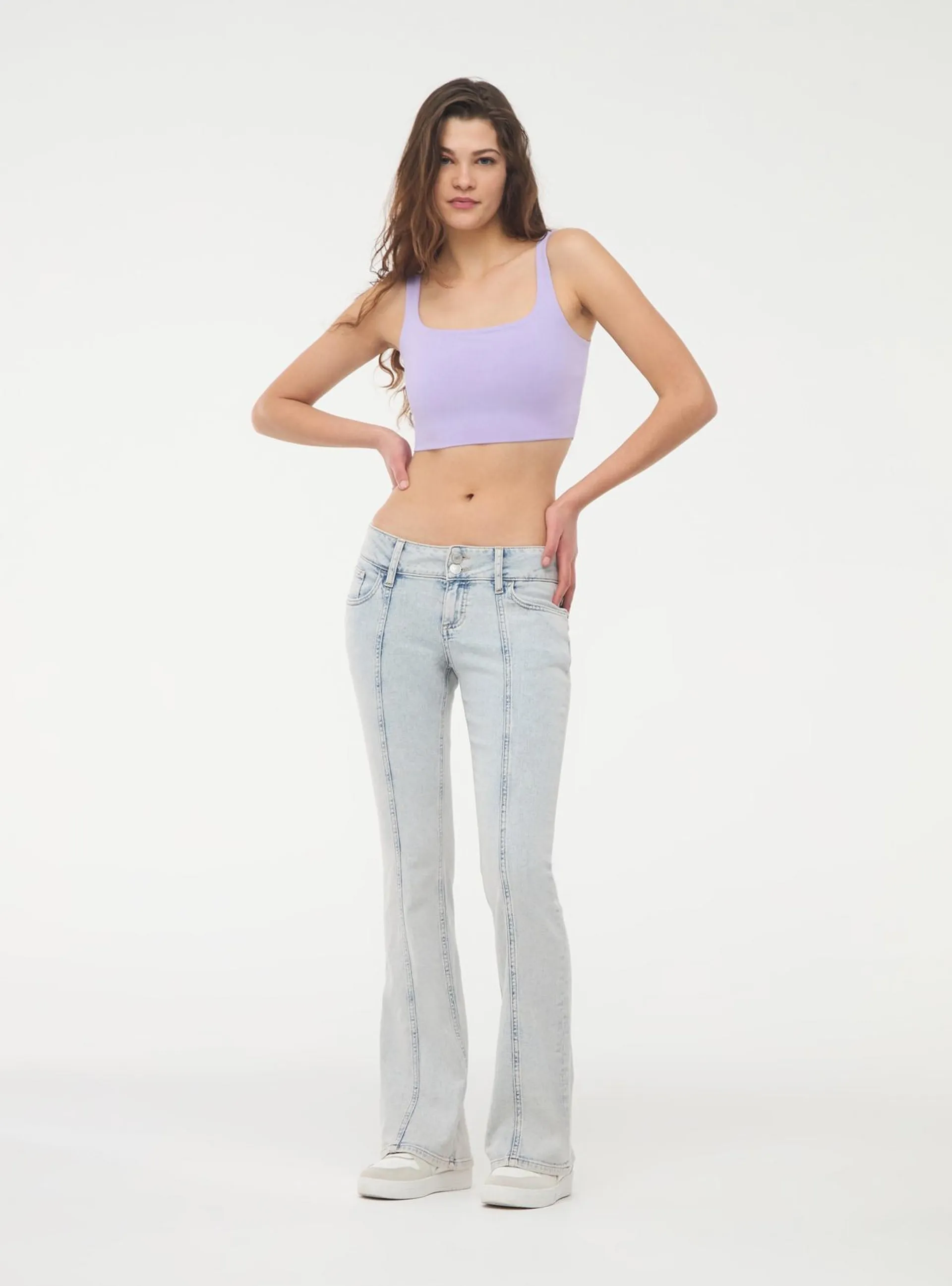 Jeans a zampa vita bassa Blu denim chiaro