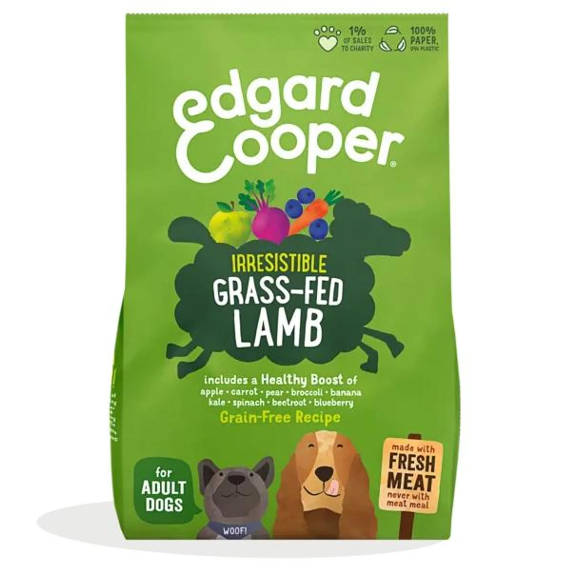 Edgard&Cooper - Adult Large Carne Fresca di Agnello Nutrito con Erba Senza Cereali