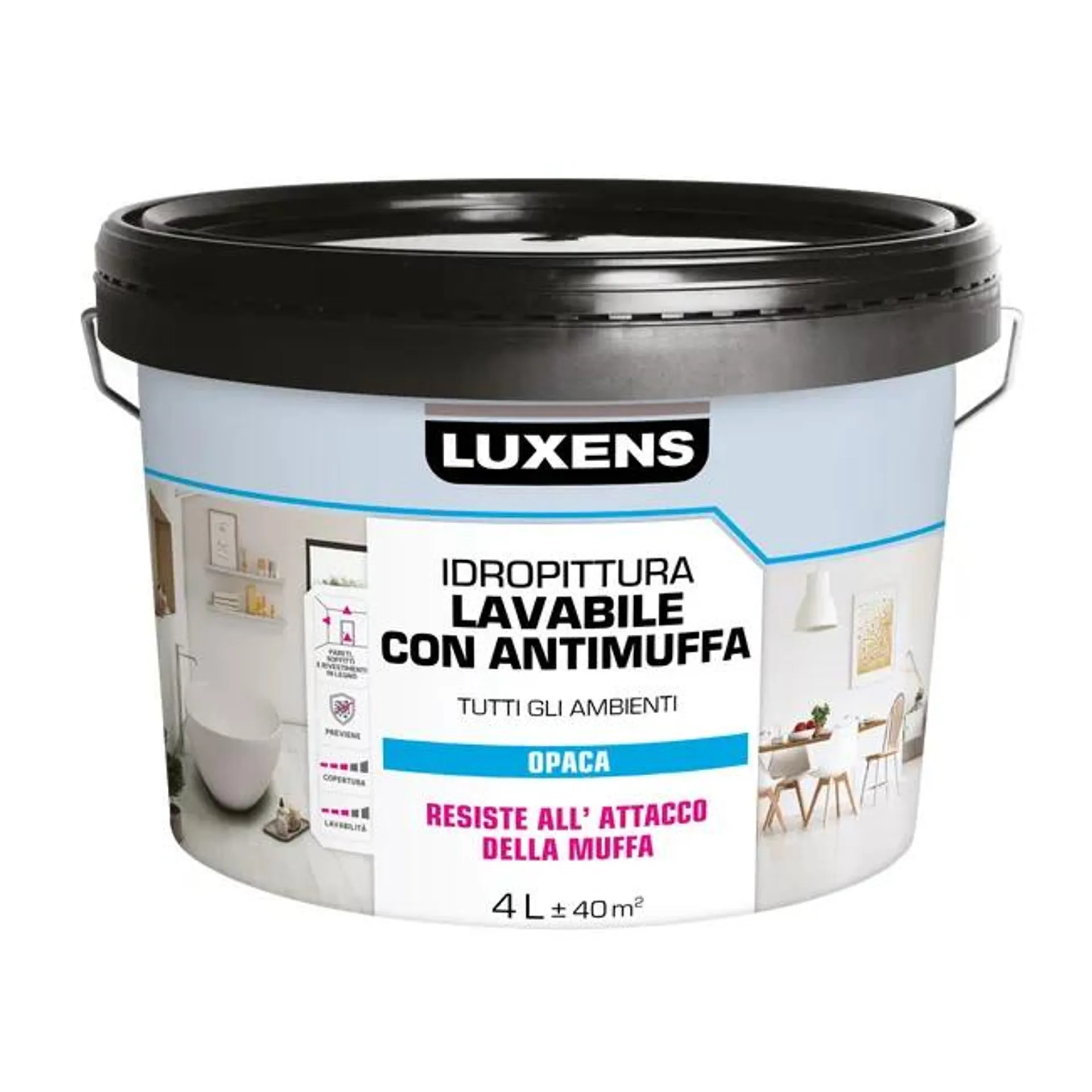 Pittura per interni antimuffa, LUXENS Extra Opaca bianco opaco, 4 L Vedi i dettagli del prodotto