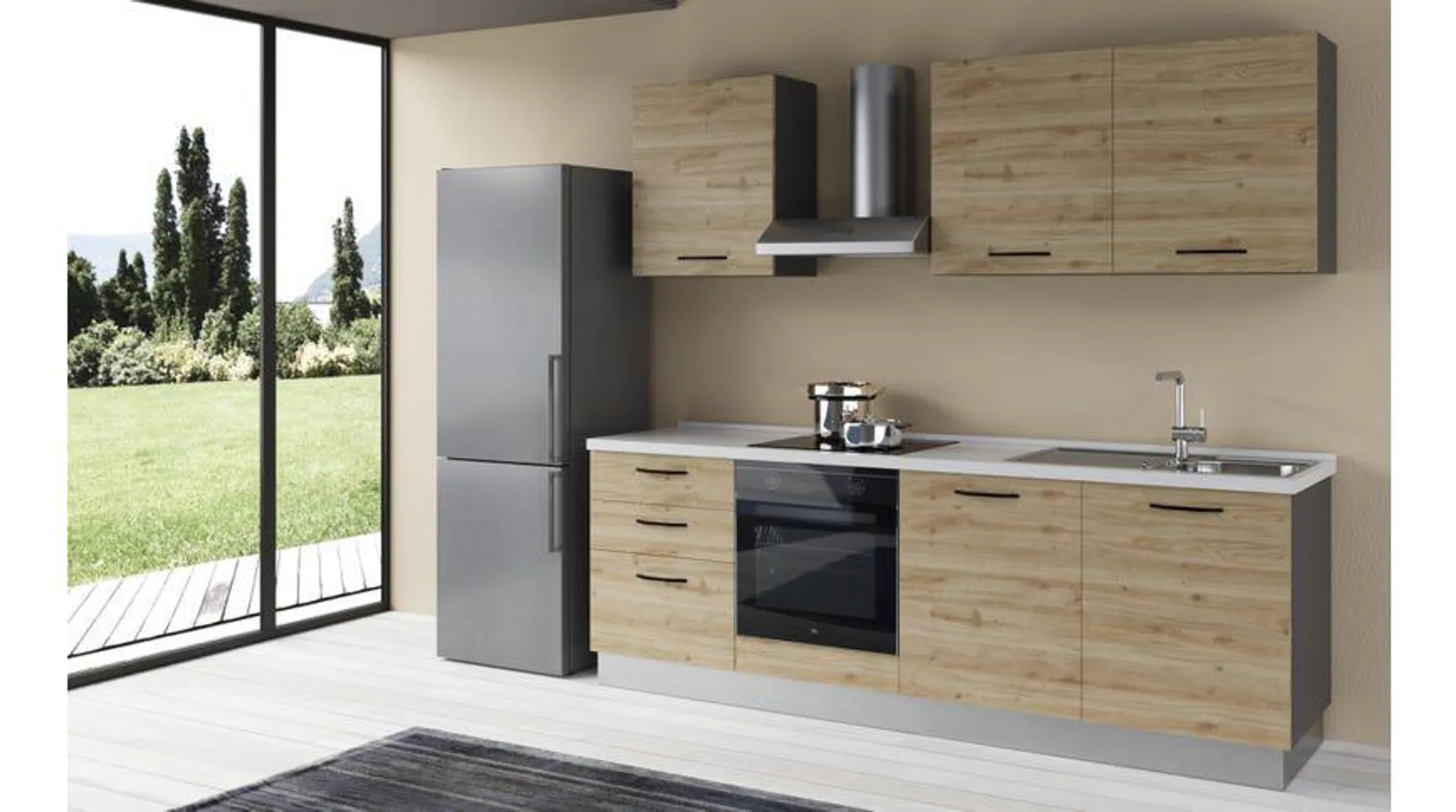 Gilda 2.0 cucina 300 cm colore rovere cadiz