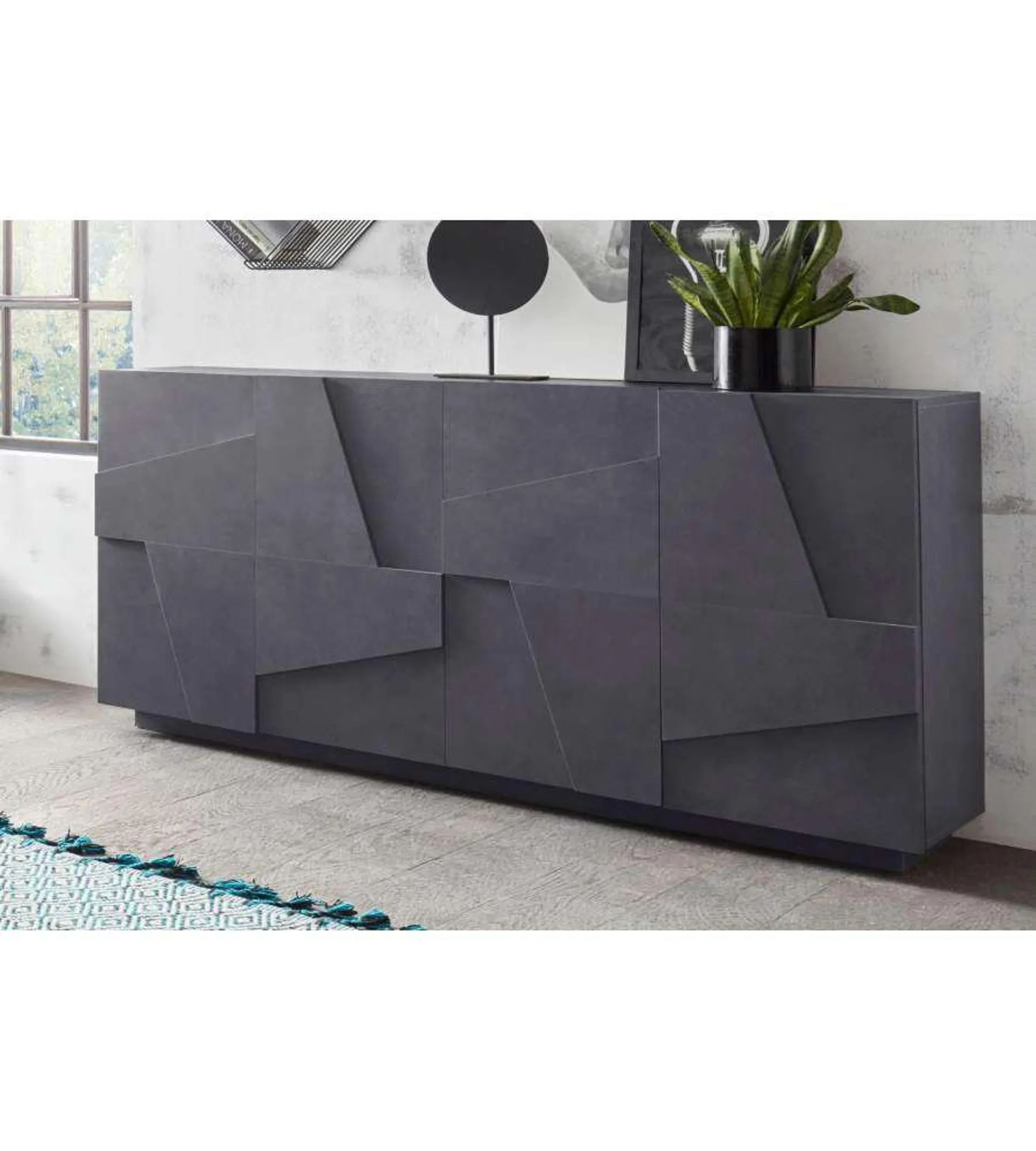 Credenza Ping Moderna 4 Ante Battente Ardesia