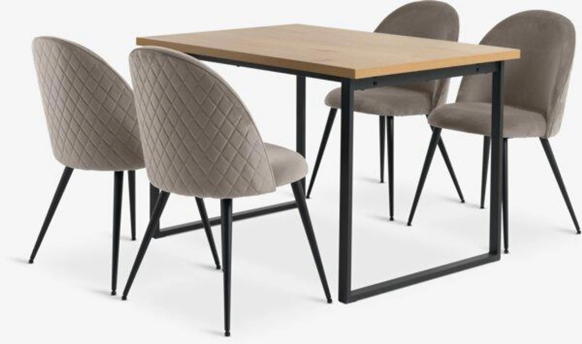 AABENRAA Tavolo L120 col.rovere + 4 KOKKEDAL Sedie vell.gri.