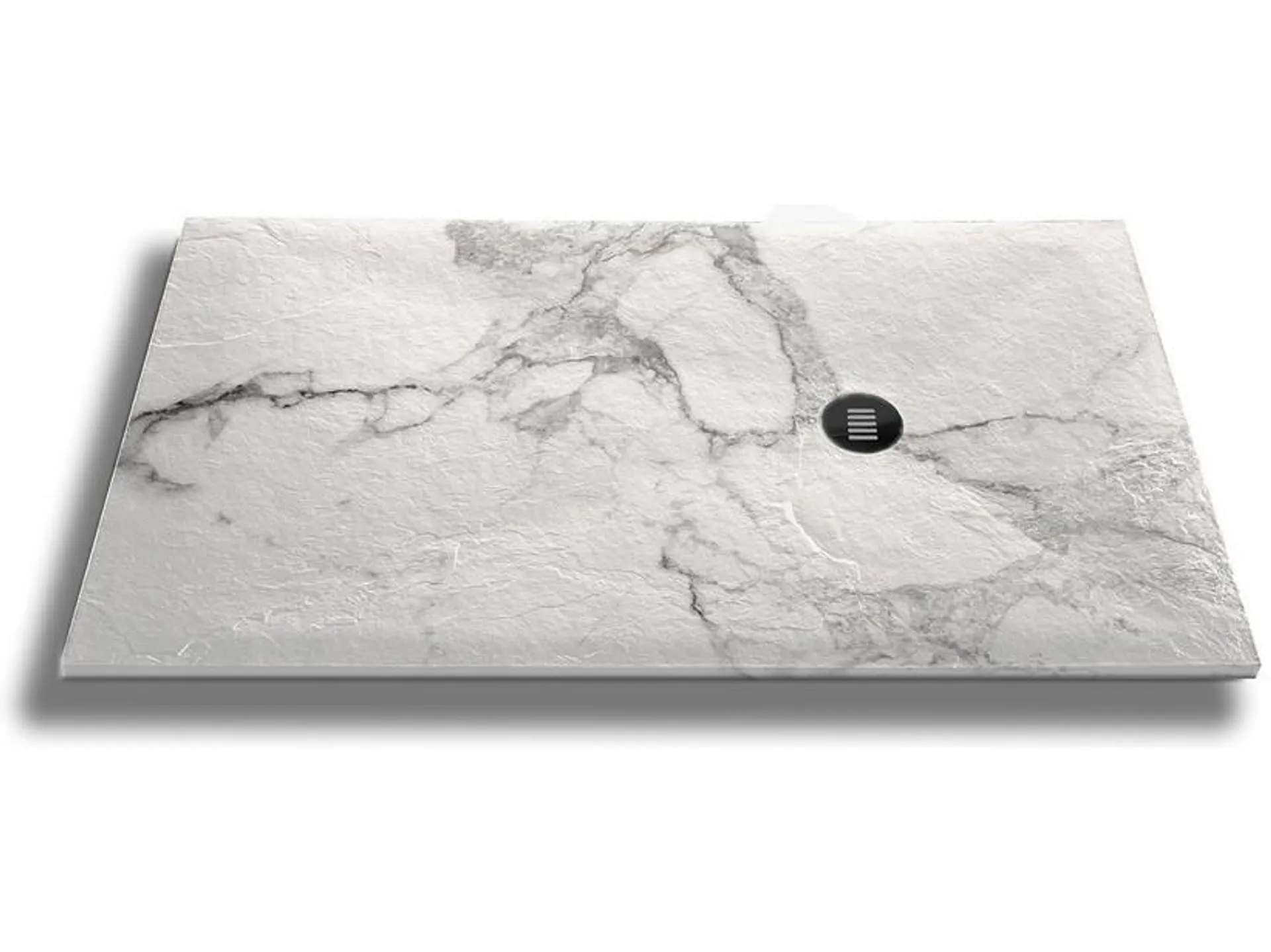 Piatto Doccia Slate-Deco 80x120 H3 Effetto Marmo Statuario Bianco Opaco