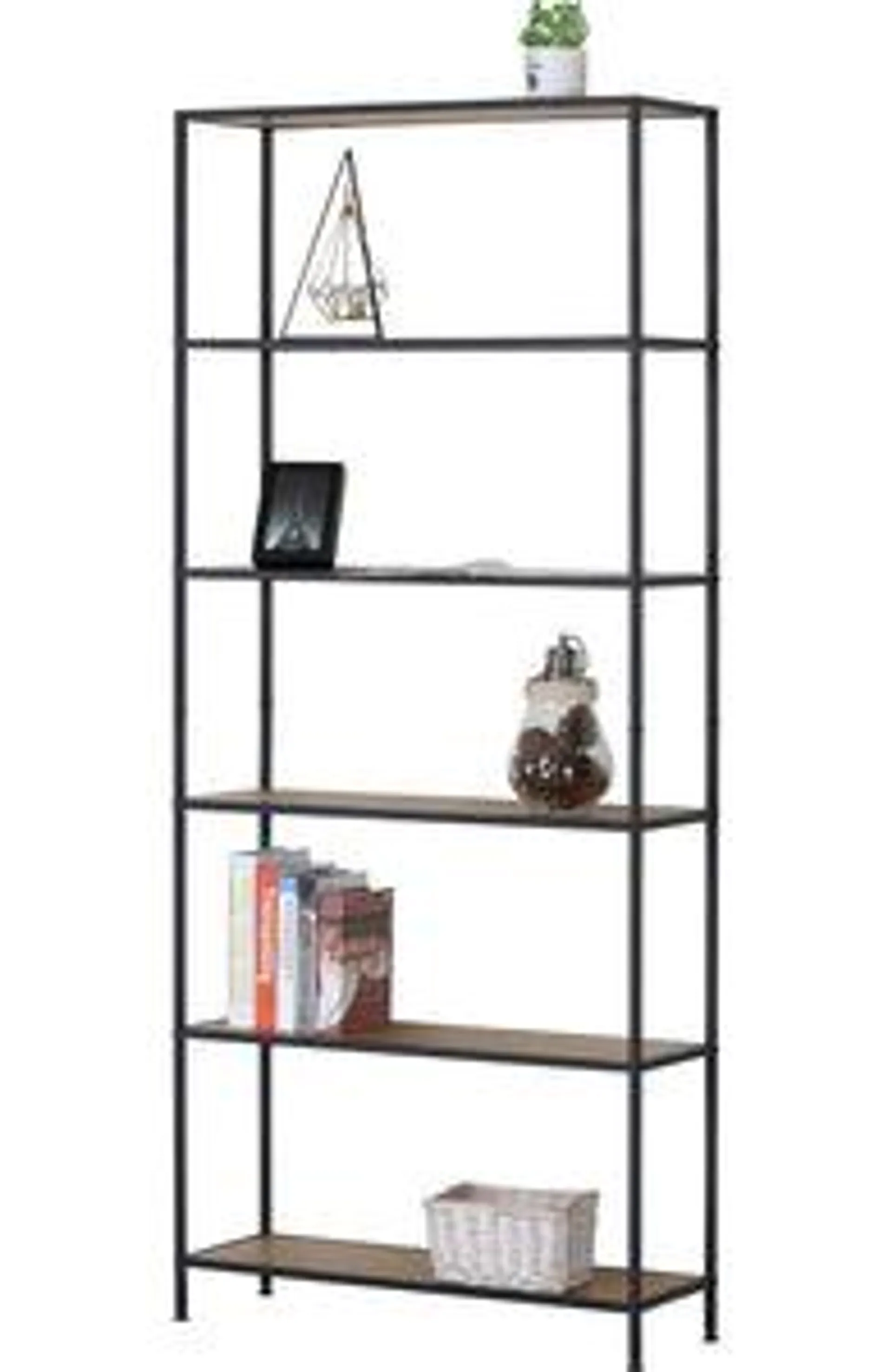 Libreria 6 Ripiani in legno truciolare e metallo nero Linea Chelsea