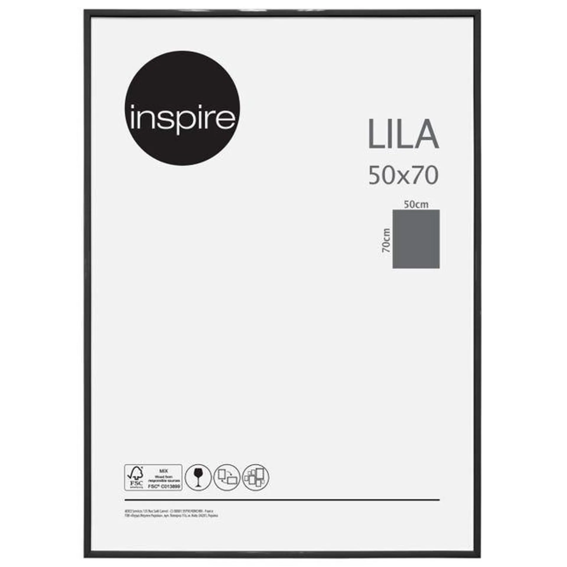 Cornice INSPIRE Lila nero lucido per foto da 50x70 cm