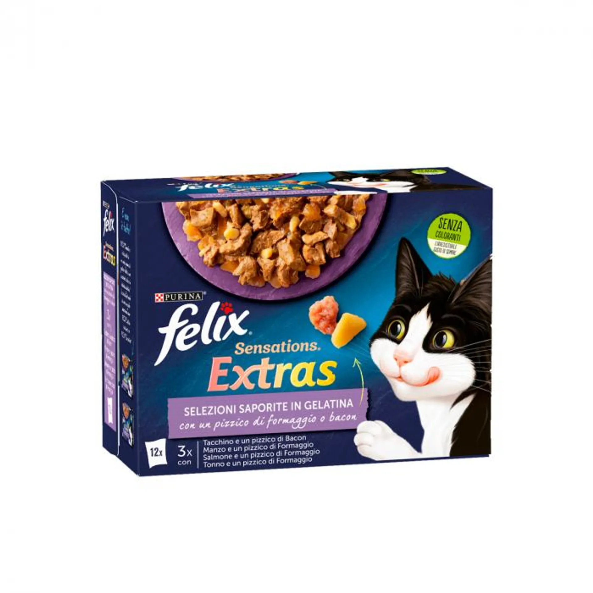 Bocconcini per gatti purina felix sensations extras multipack 12 x 85 gr selezione saporita