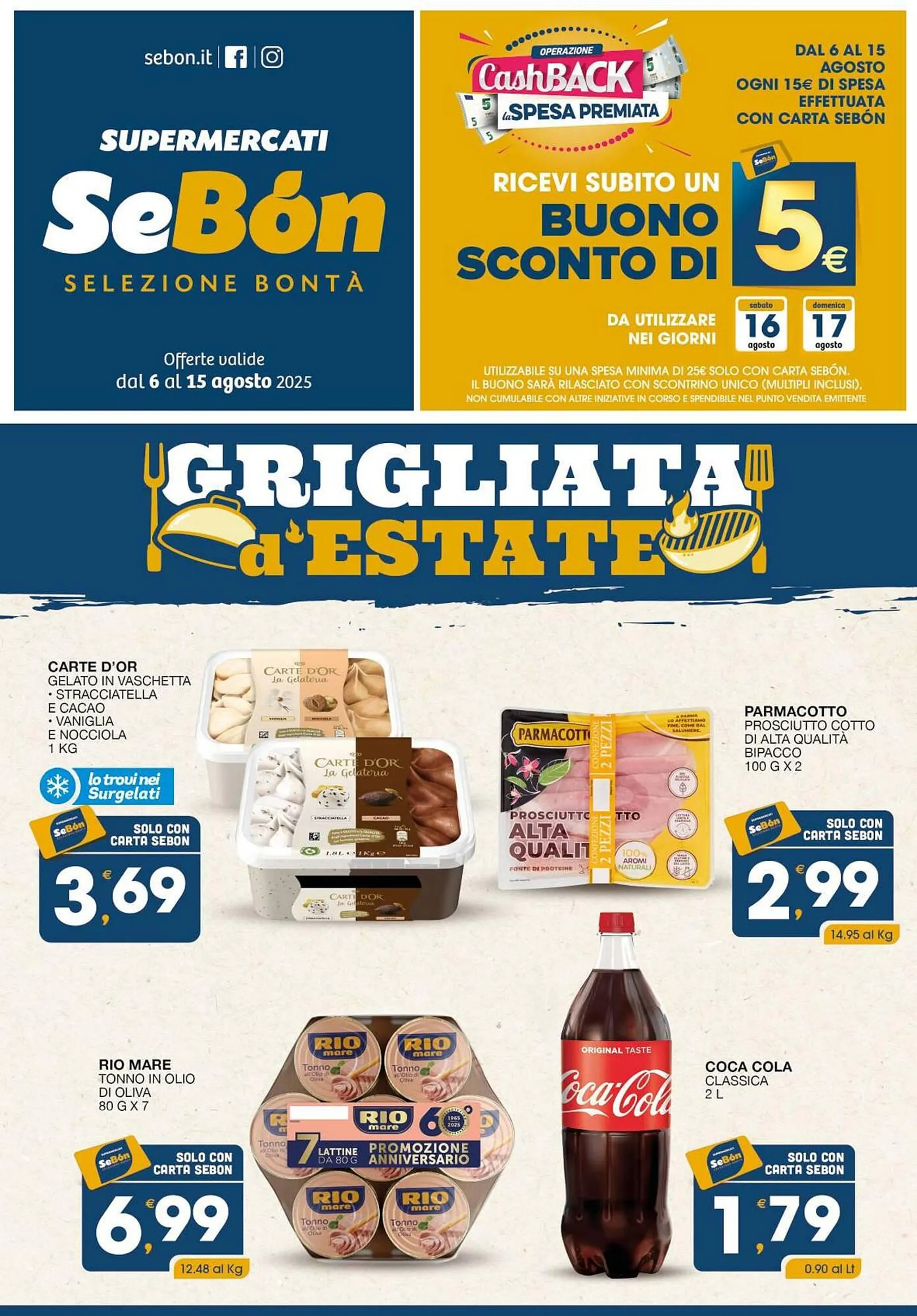 Volantino SeBón Supermercati da 6 agosto a 15 agosto di 2025 - Pagina del volantino 1