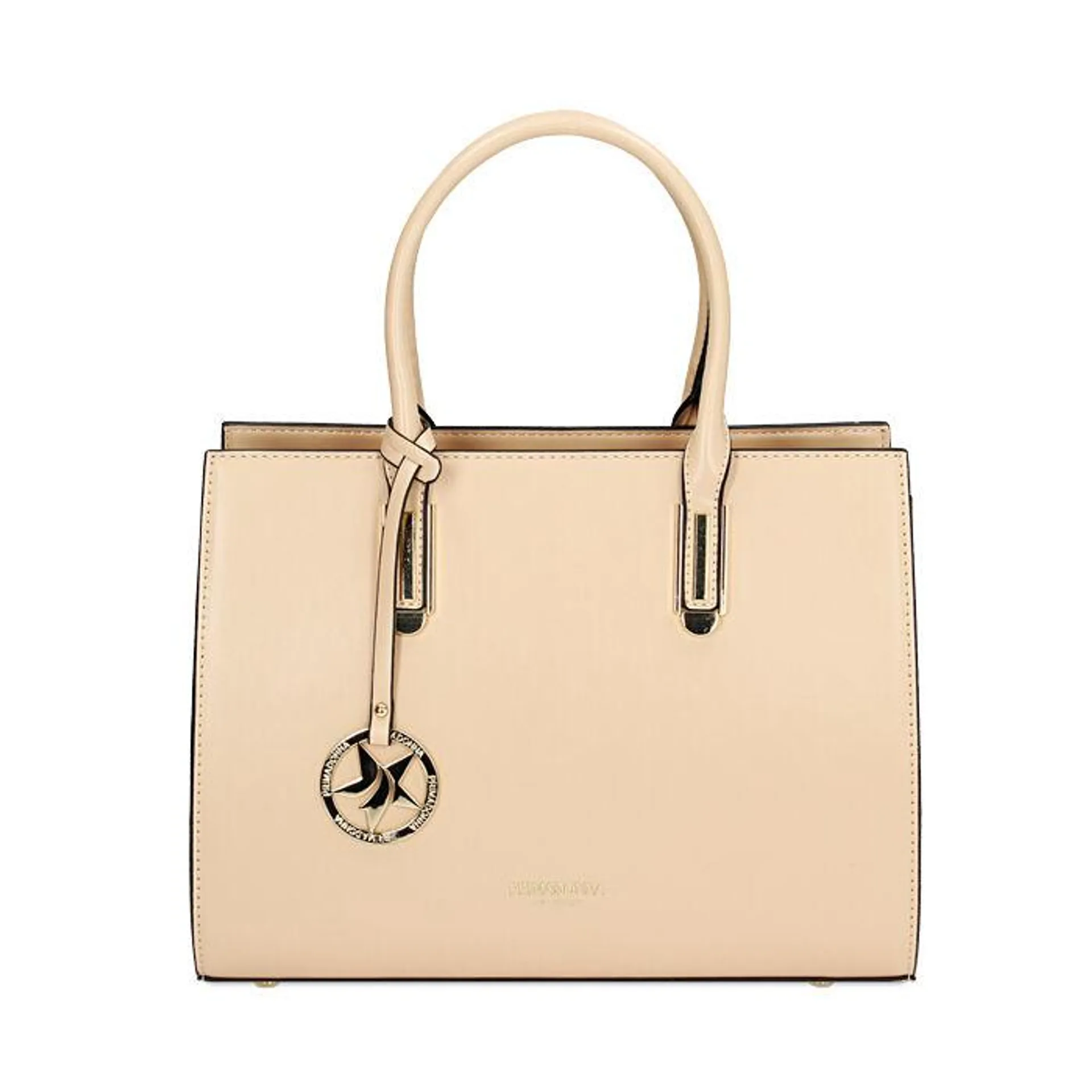 Borsa a mano beige con zip