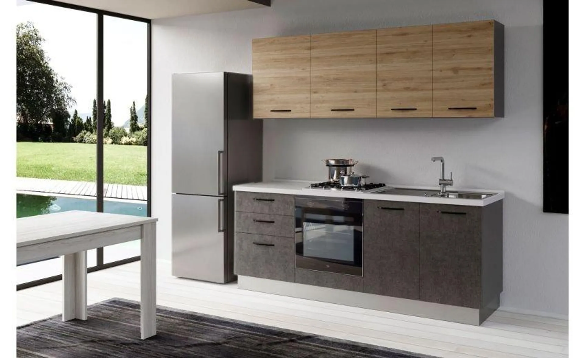 Gilda cucina 270 cm colore portland e rovere cadiz