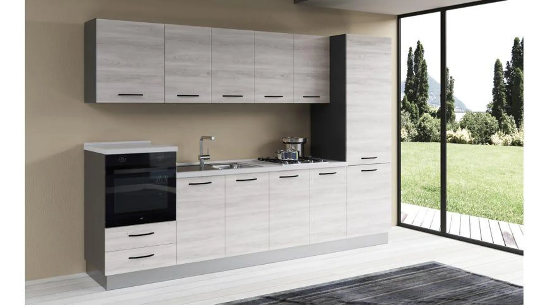 Gilda cucina 300 cm colore frassino ghiaccio