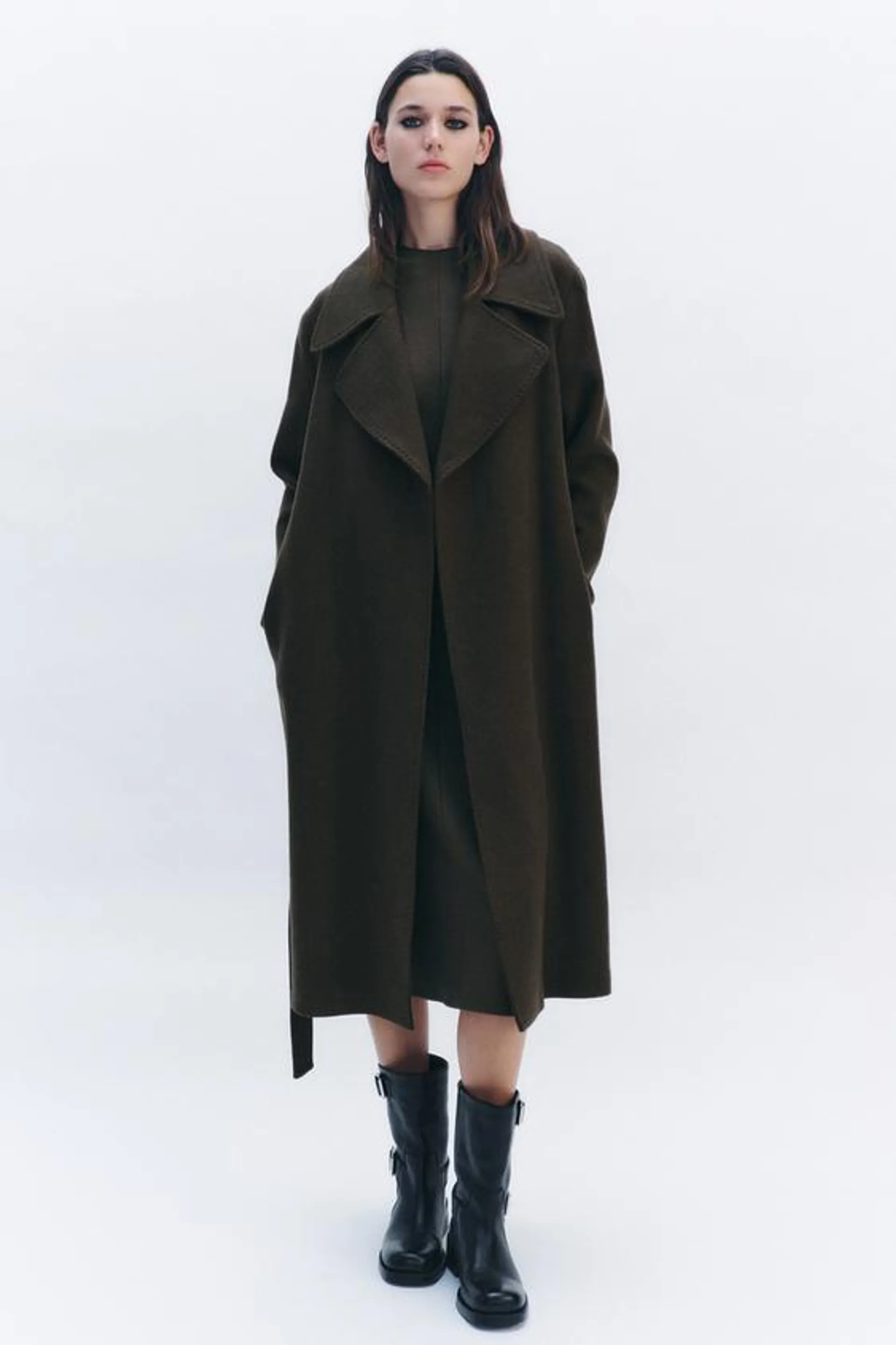 ZW COLLECTION WOOL BLEND COAT WITH BELT