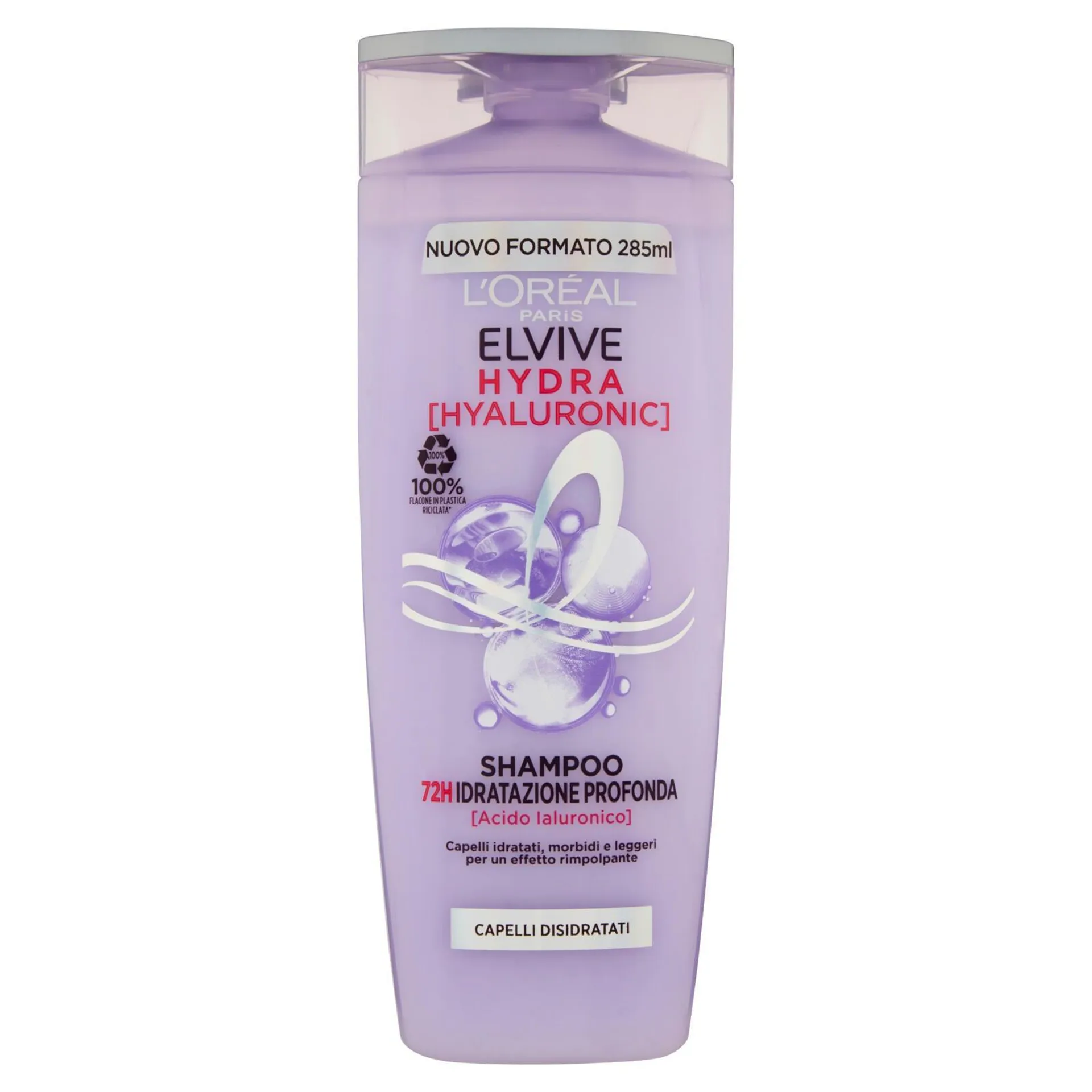 L'Oréal Paris Elvive Hydra Hyaluronic, Shampoo 72H Idratazione Profonda, con Acido Ialuronico, 285ml