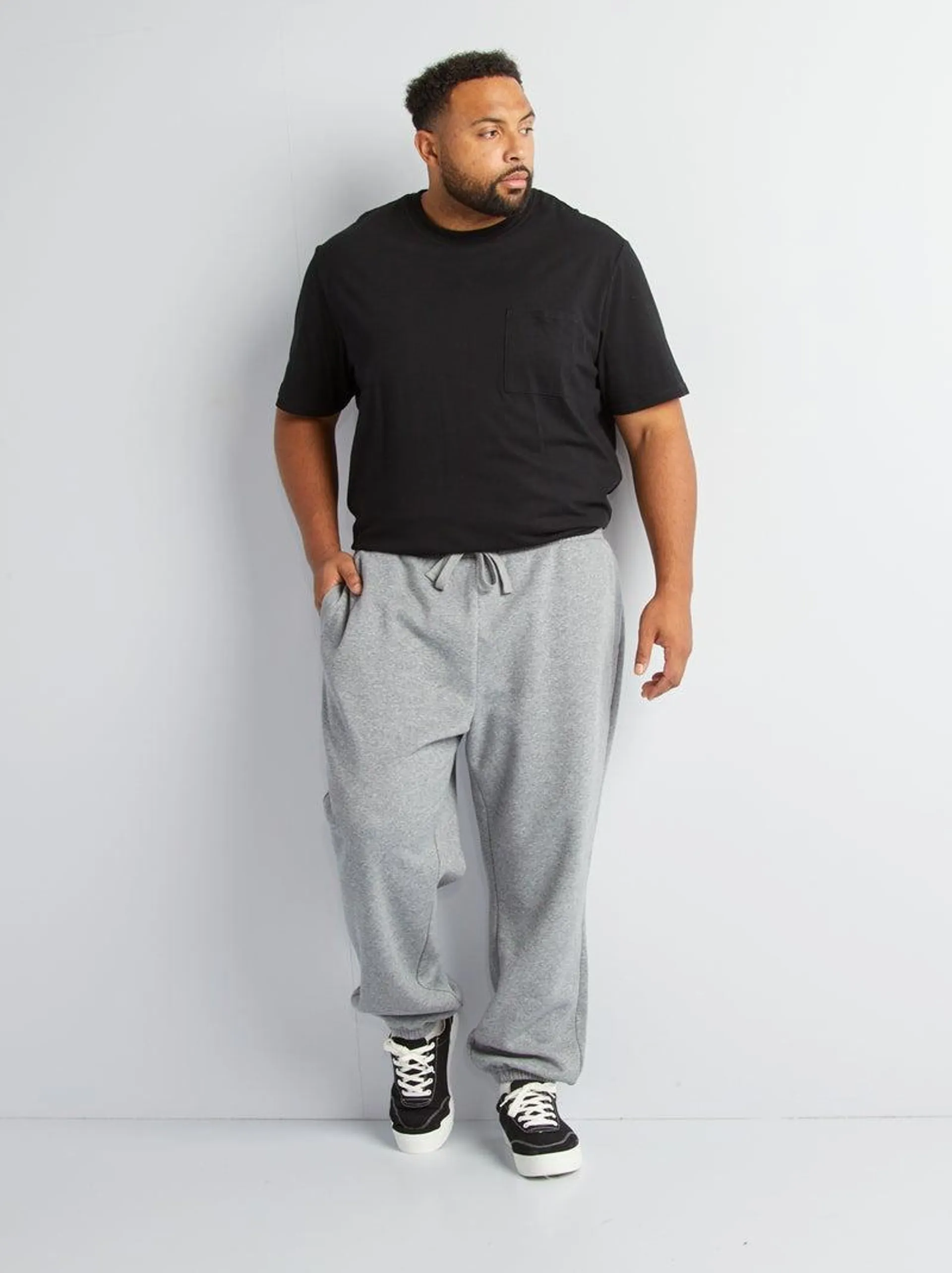 Pantaloni joggers in tessuto felpato - GRIGIO