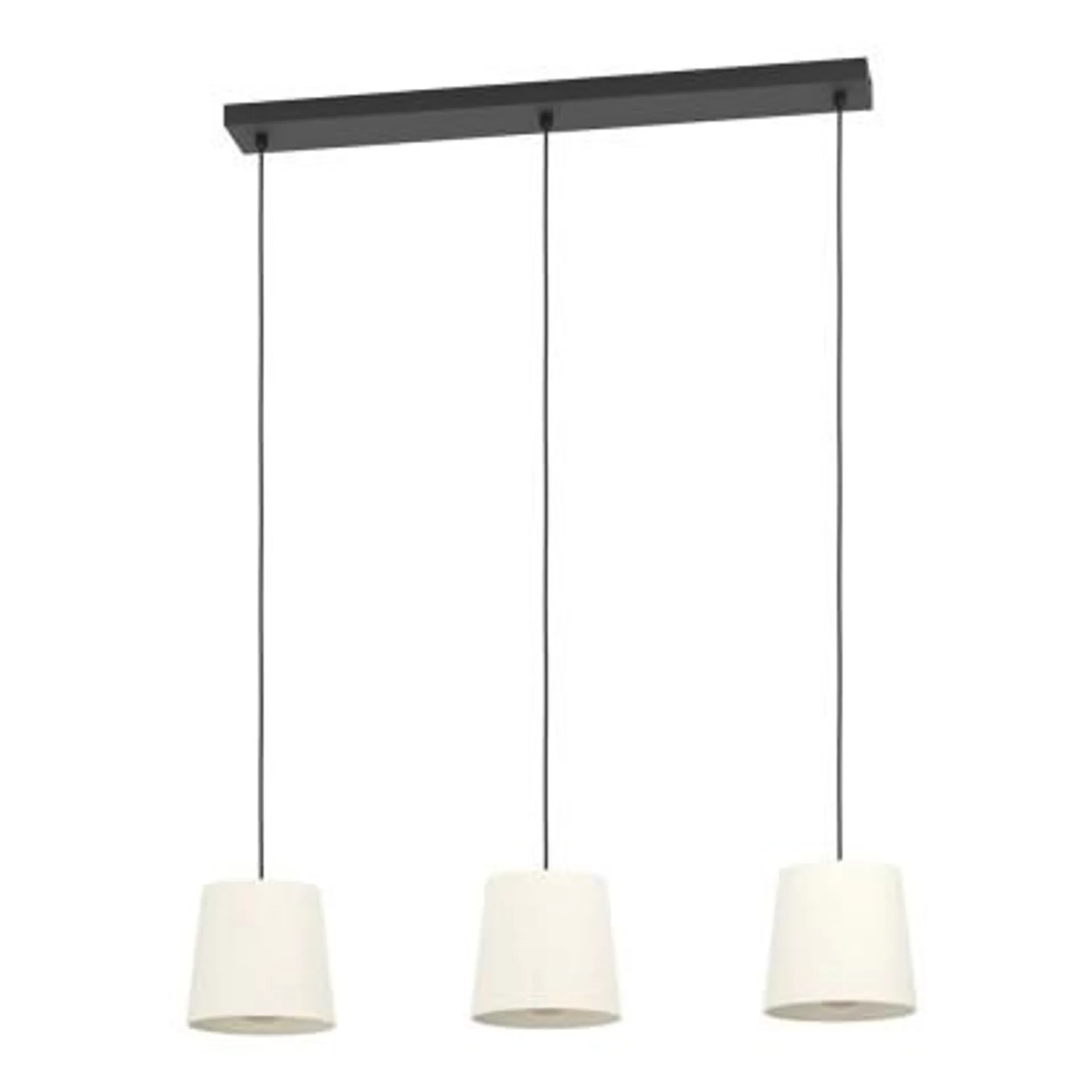 Sospensione Febres 3 luci 88x18x110 cm nero-bianco