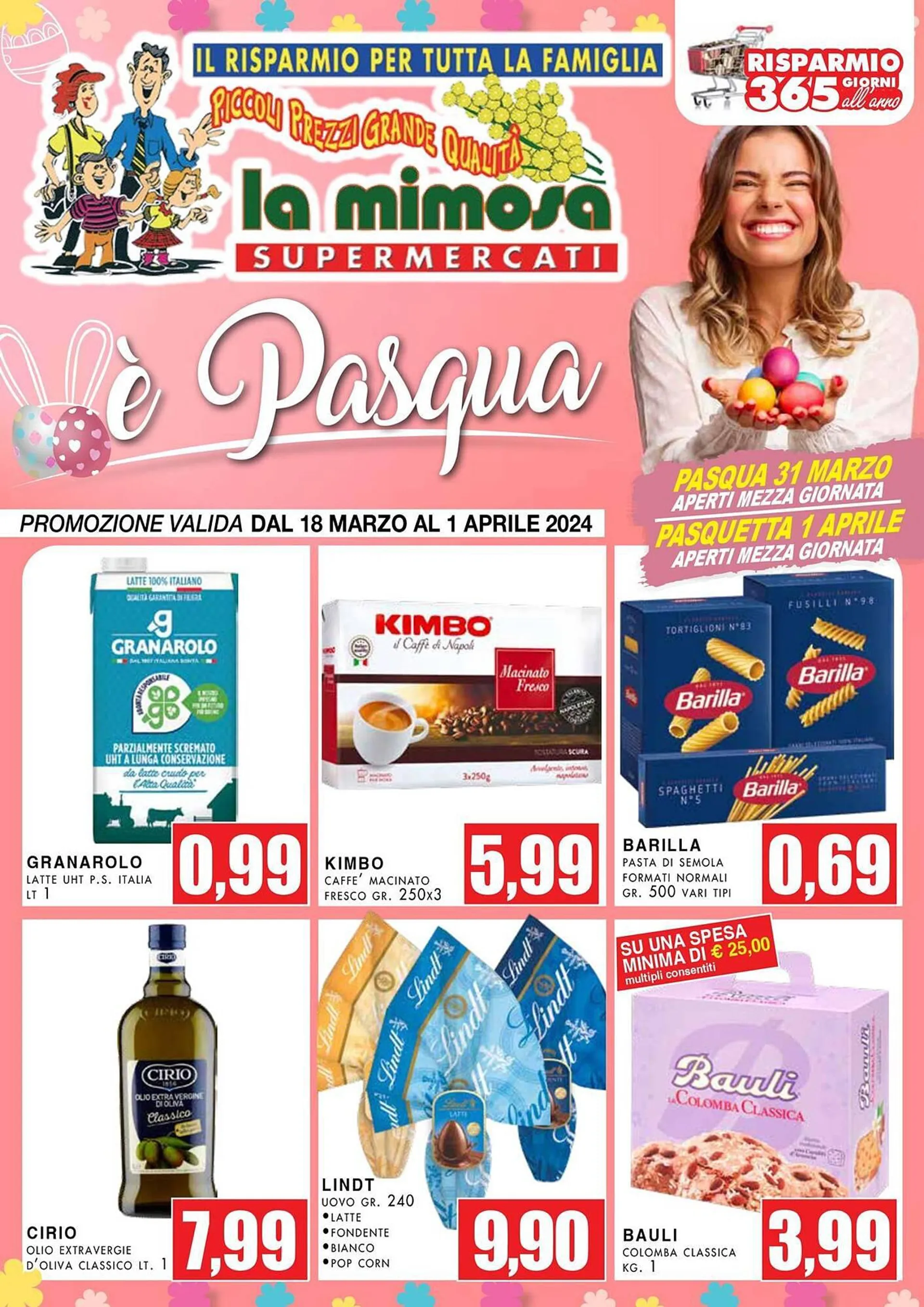 Volantino La Mimosa Supermercati da 18 marzo a 1 aprile di 2024 - Pagina del volantino 1