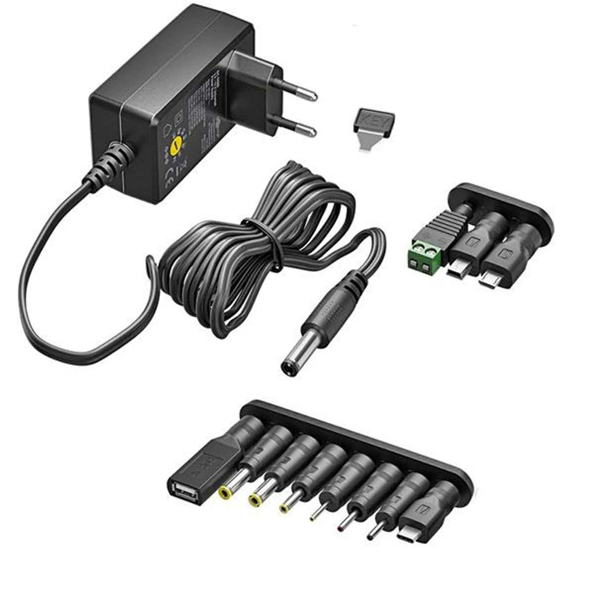 Alimentatore universale 3V – 12V con 11 adattatori, potenza 18W