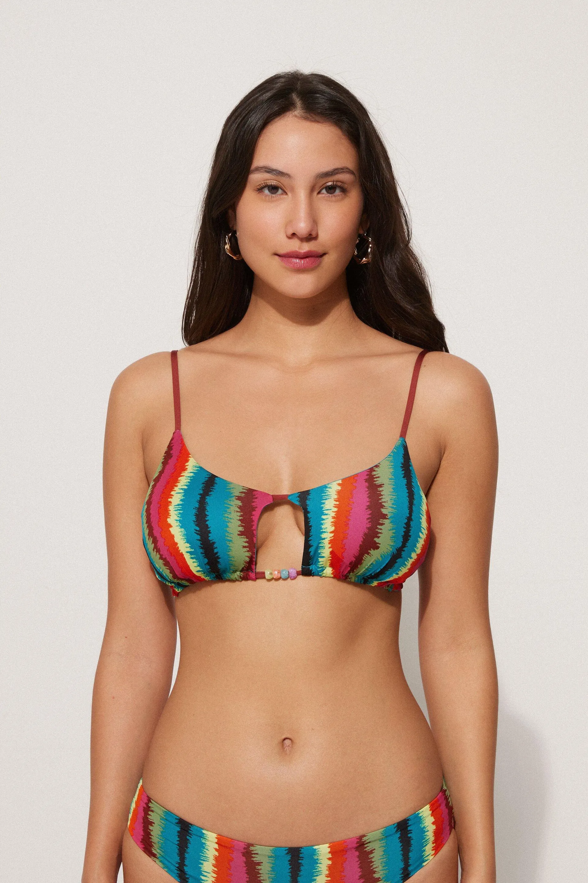 Bikini Brassiere Imbottito Stampa Cut-Out Vibrant Stripes