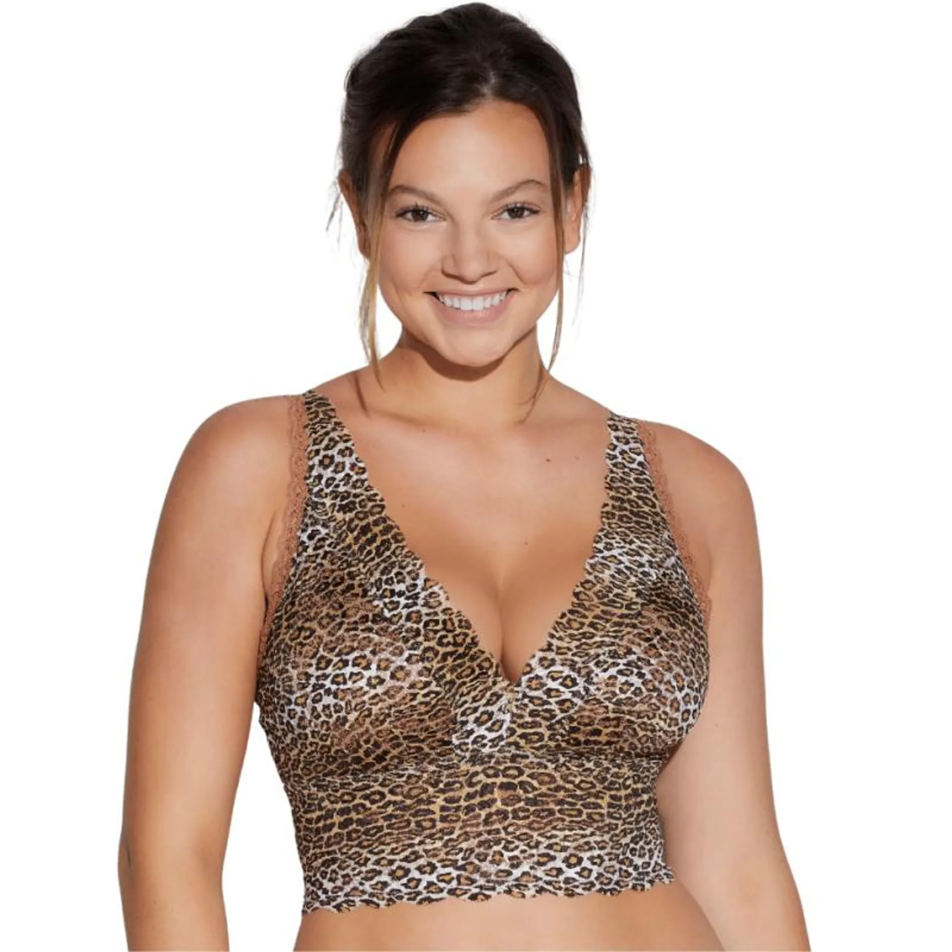 CB-NEVEP1385LEO- Never say never-Bralette Curvy Plungie Longline- Animalier