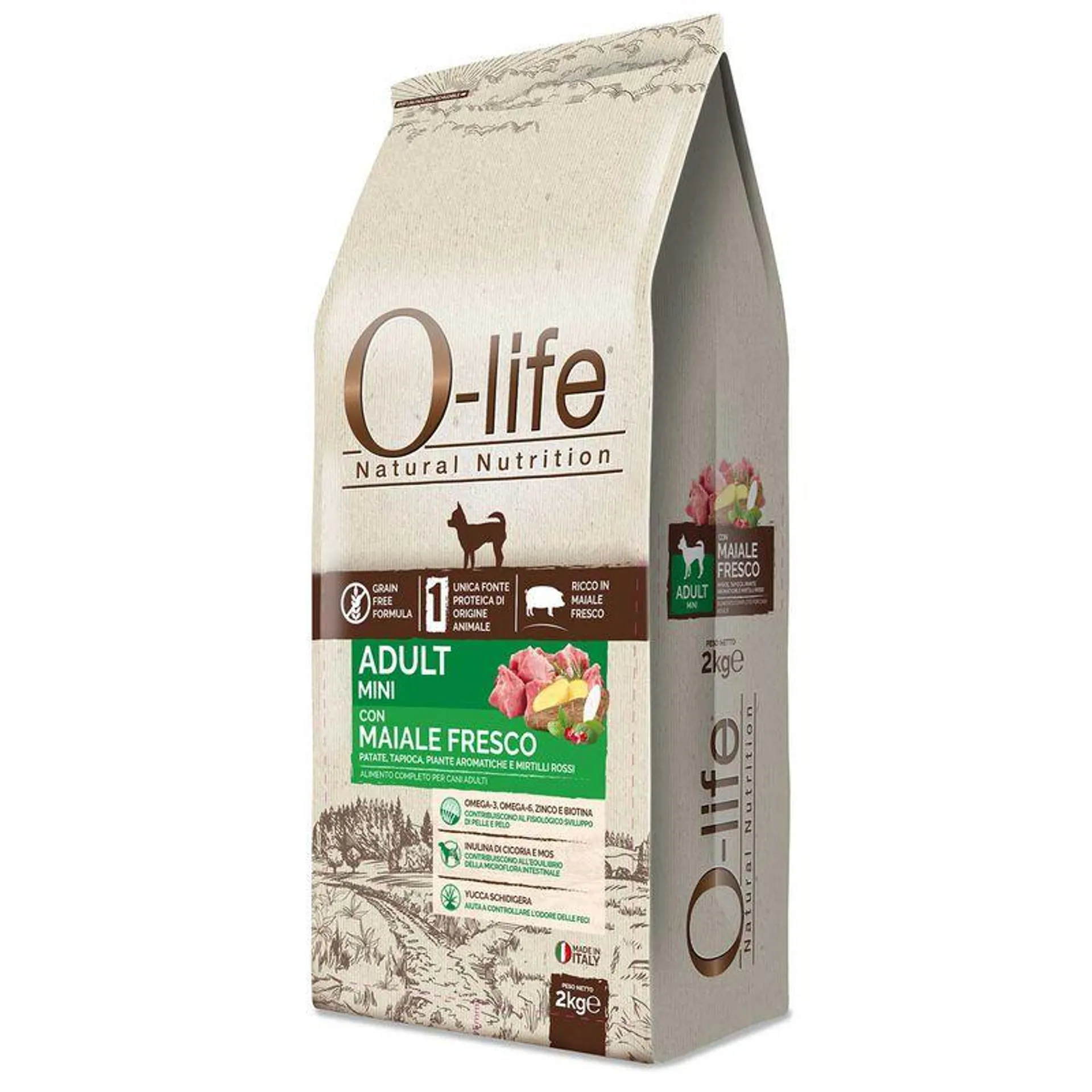 O-life Dog Adult Mini con Maiale Fresco 2 kg