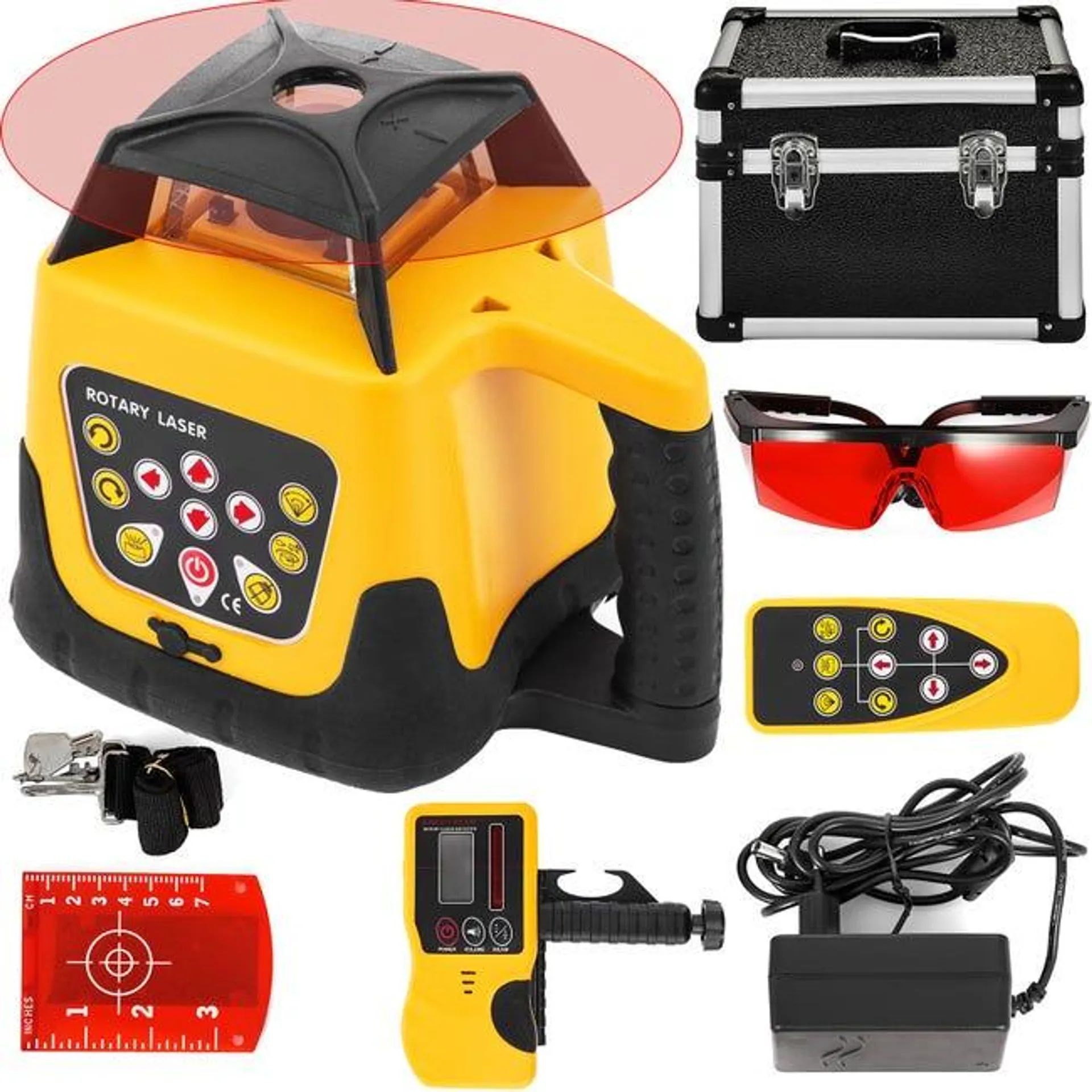 Autolivellante Livella Rotante a Laser Colore Giallo a 5 Gradi Portata 500 m, Livello Laser IP54 Resistenza allAcqua, Livello Laser Impermeabile -20ºC