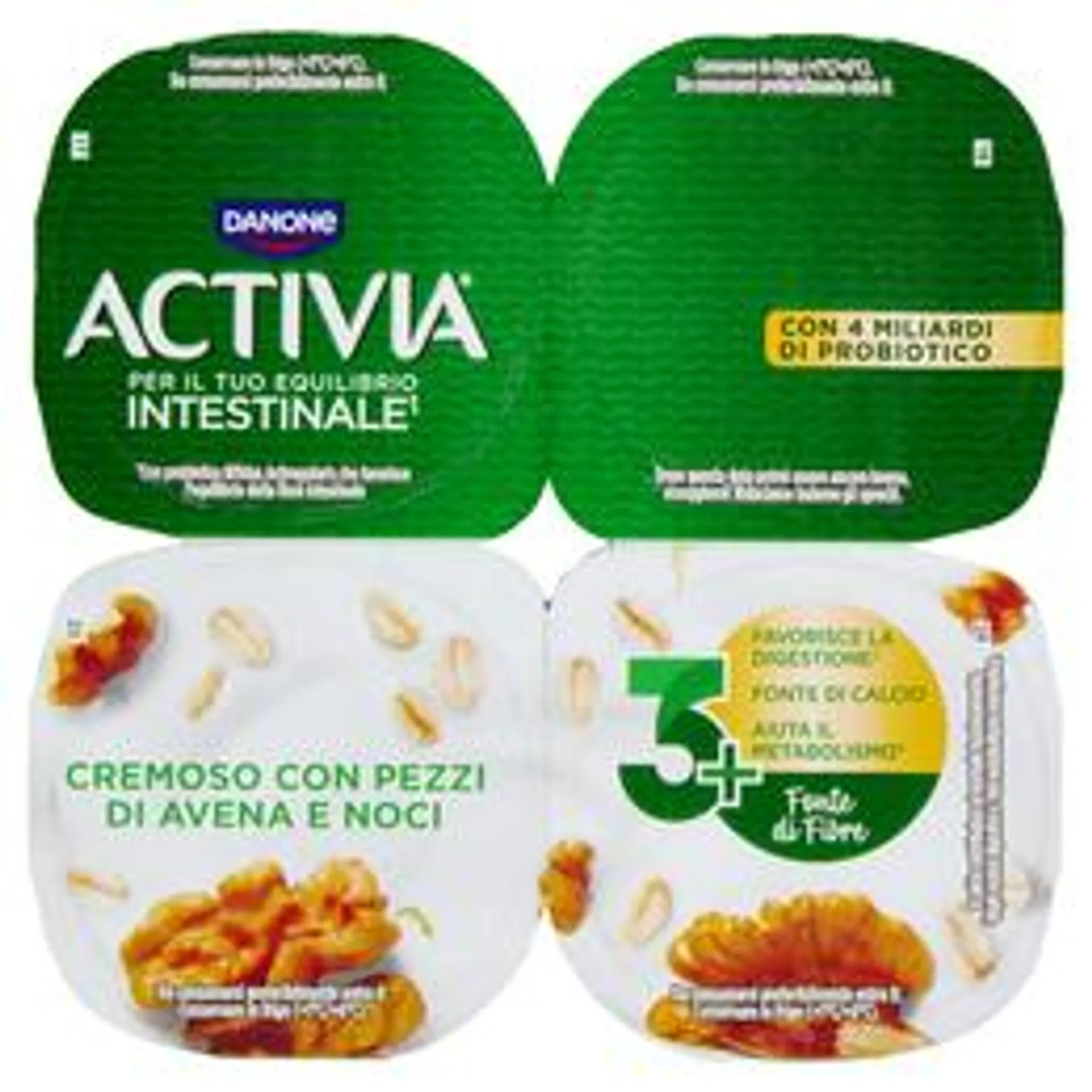 ACTIVIA Fibre Yogurt con Probiotico Bifidus, gusto Avena e Noci, 4x125g