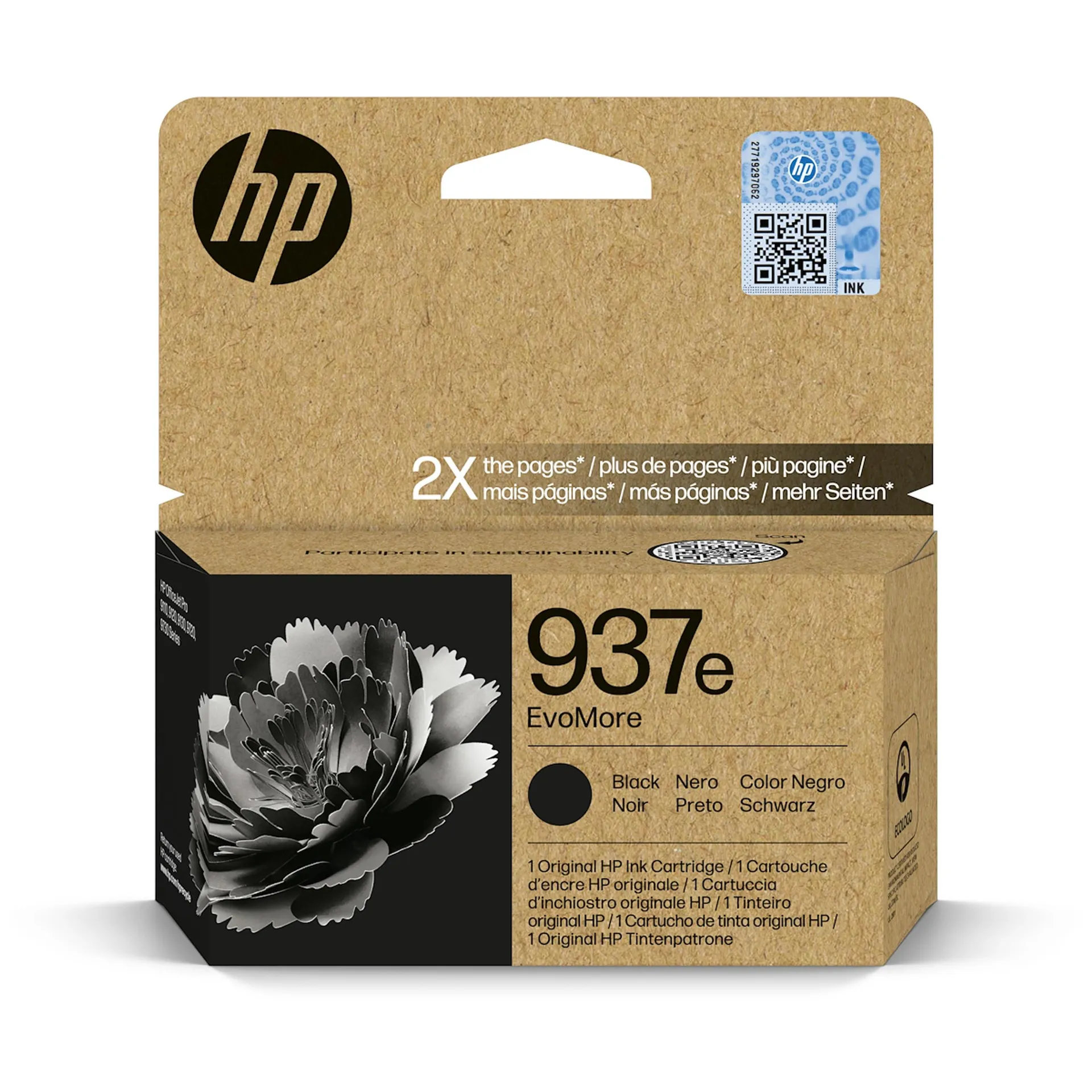 Hp Italia Spa - Cartuccia di inchiostro nero originale HP 937e EvoMore, 4S6W9NE