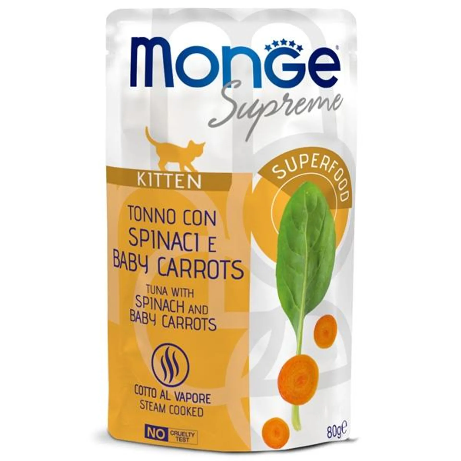 Monge - Supreme Kitten Pezzetti di Tonno con Spinaci e Carote Baby