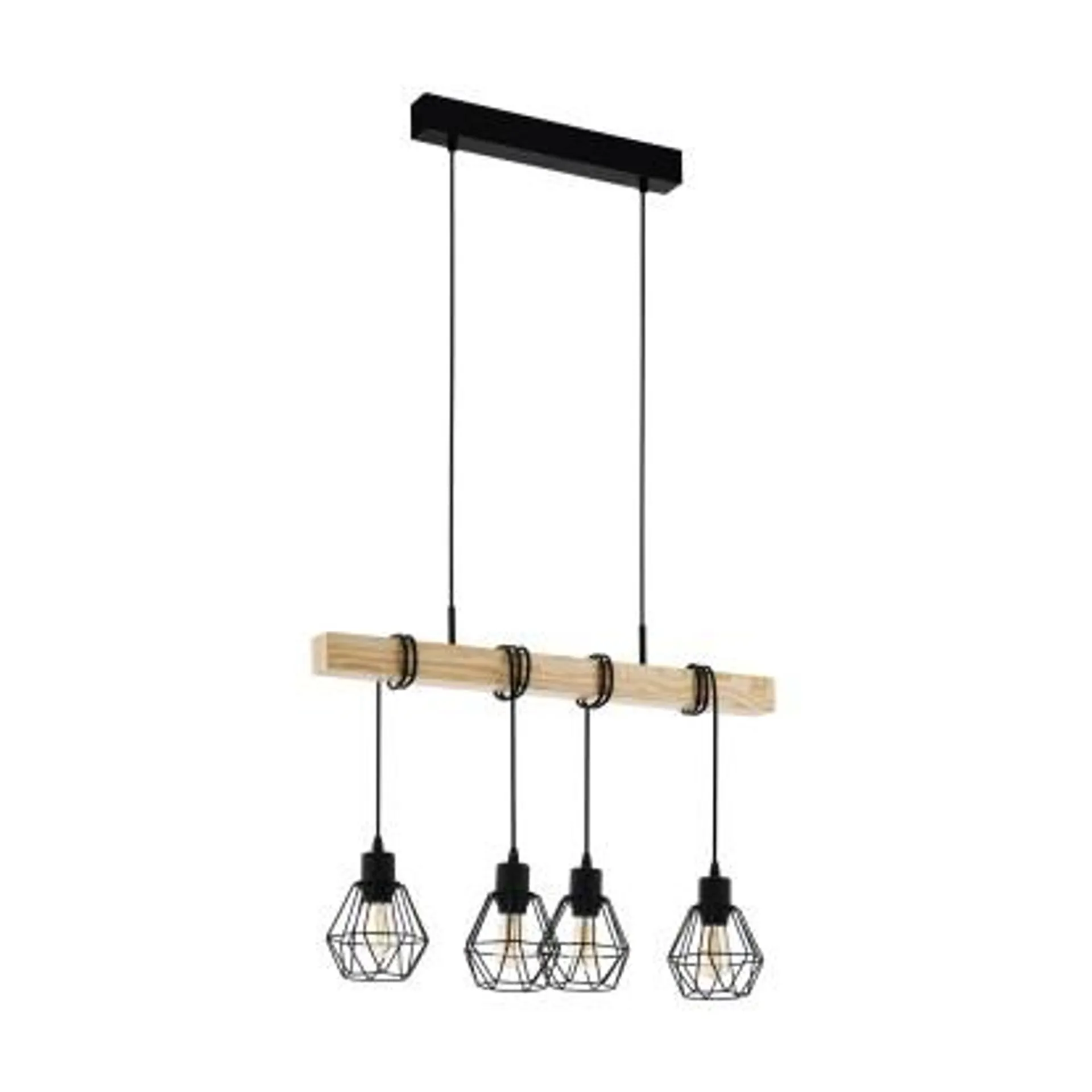 Lampada a sospensione Townshend 5 nero E27 4x60 W