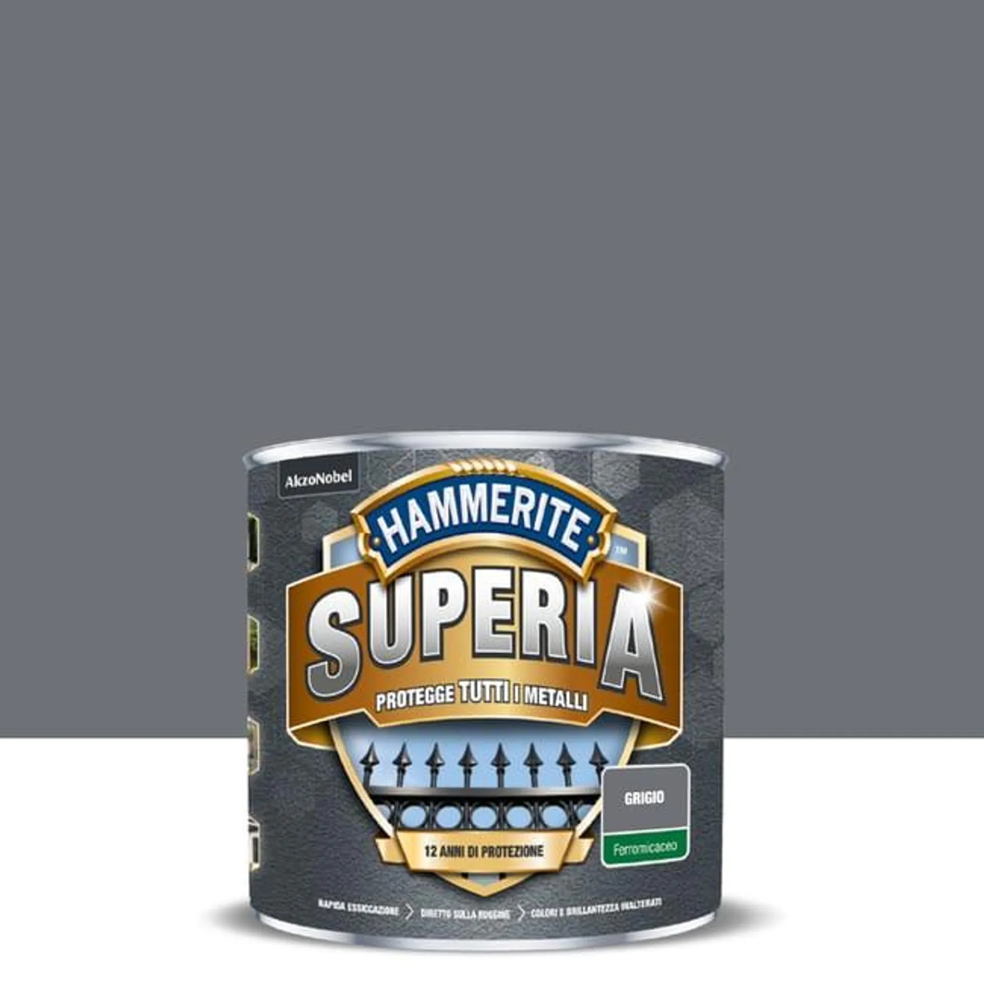 Vernice da esterno antiruggine per ferro HAMMERITE Superia grigio opaco, 2.5 l