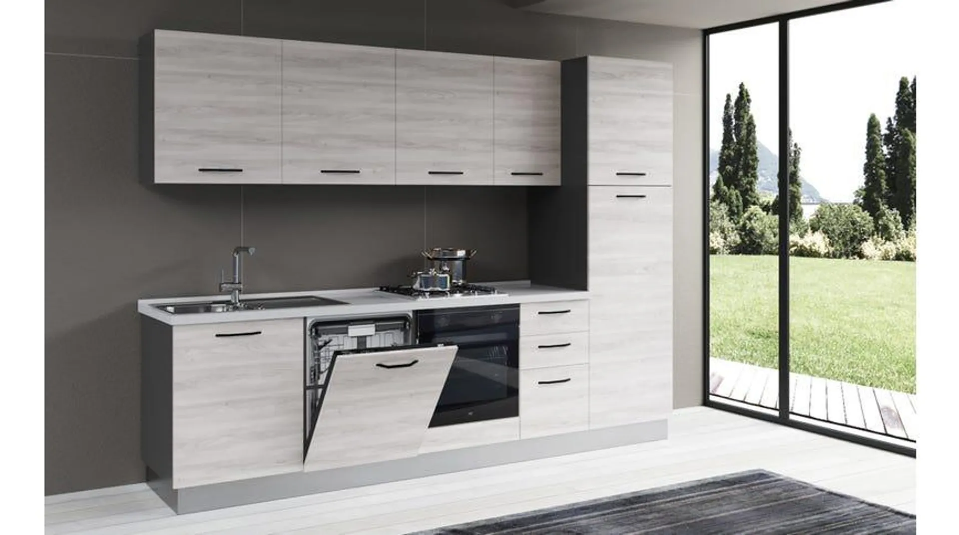 Gilda cucina 285 cm colore frassino ghiaccio