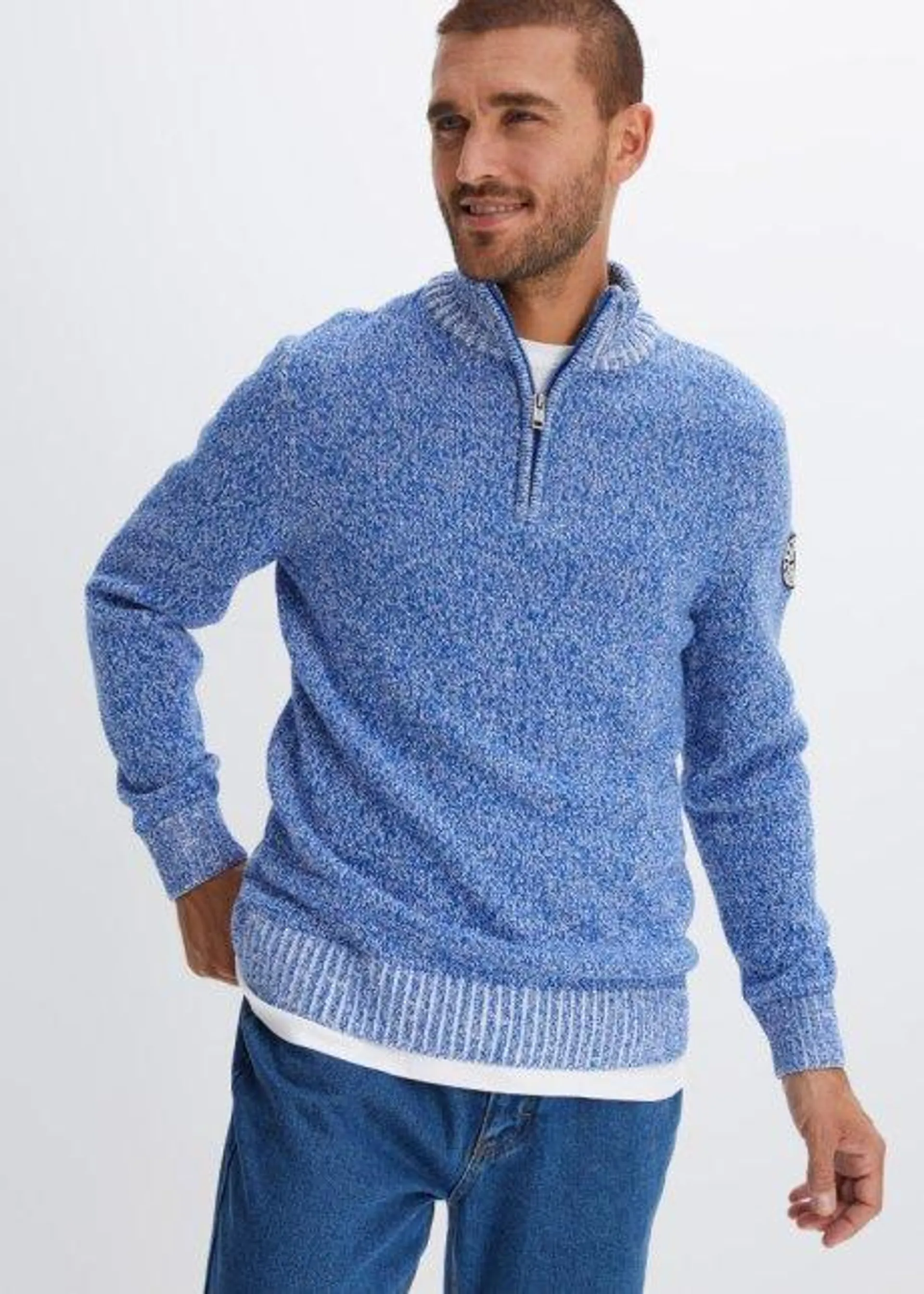 Maglione con collo e cerniera in cotone