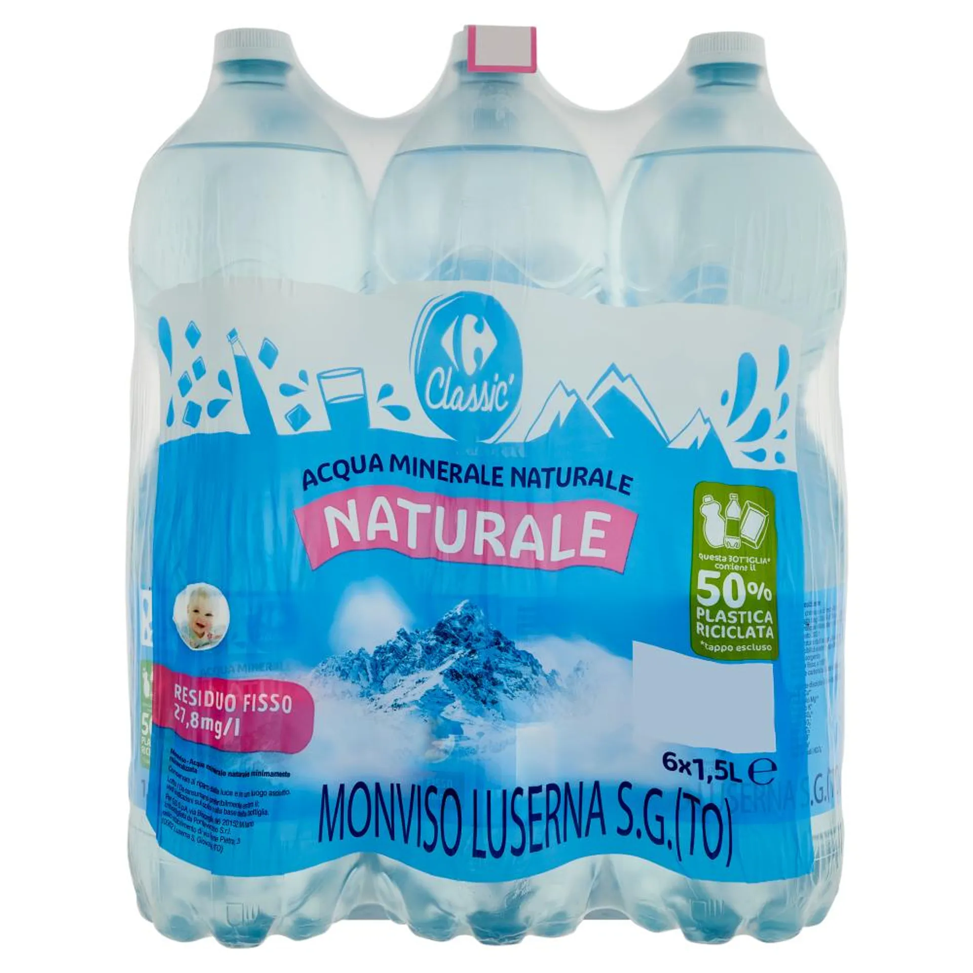 Carrefour Classic Naturale Acqua Minerale Naturale Monviso 6 x 1,5 L