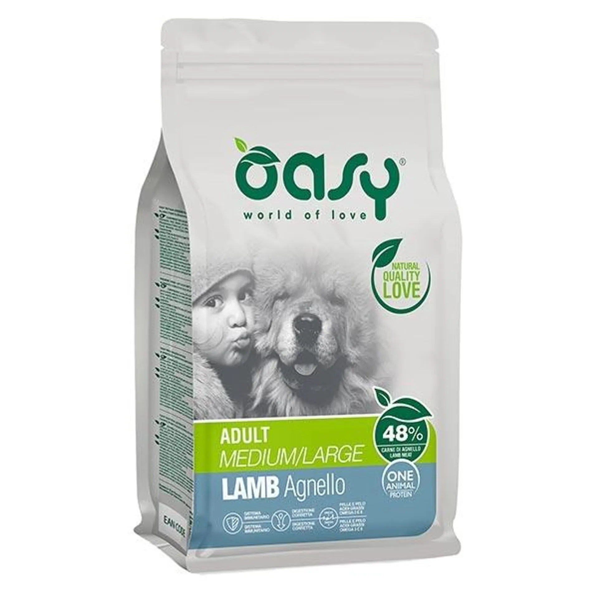 Oasy - One Animal Protein Adult Medium & Large con Agnello