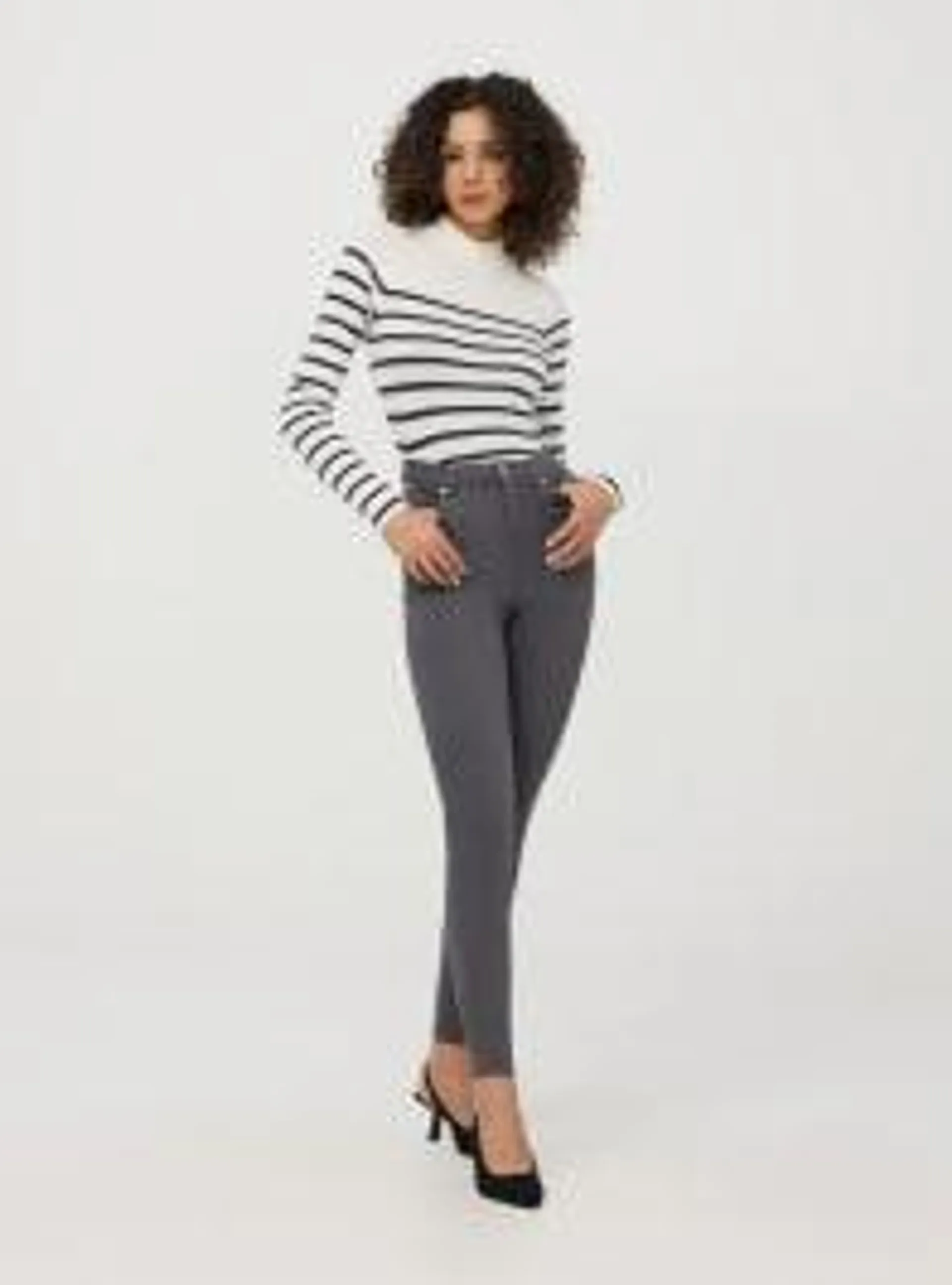 Pantaloni skinny a vita alta Grigio scuro