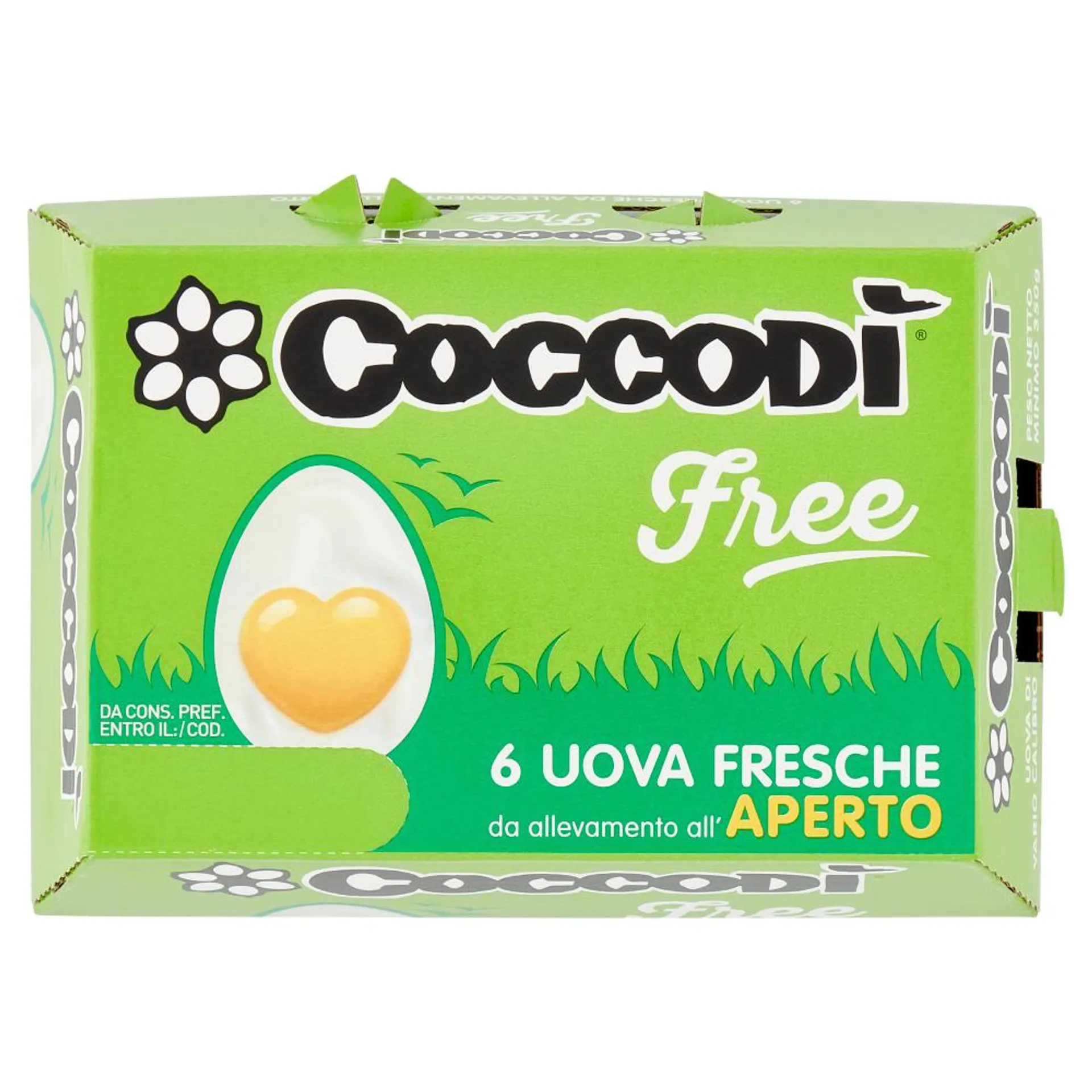 Coccodì Free 6 Uova Fresche da allevamento all'Aperto 350 g