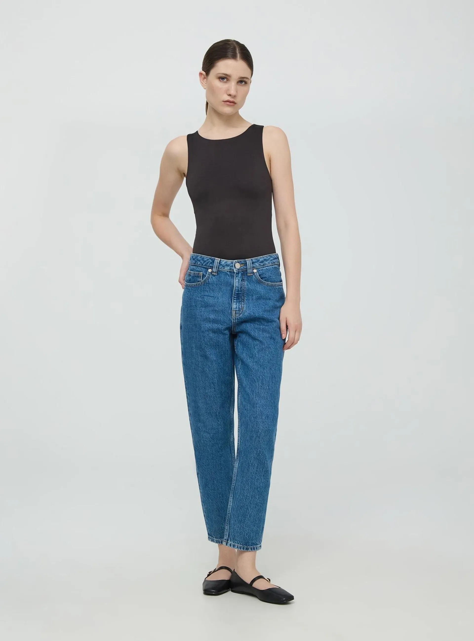 Jeans mom fit Blu denim medio