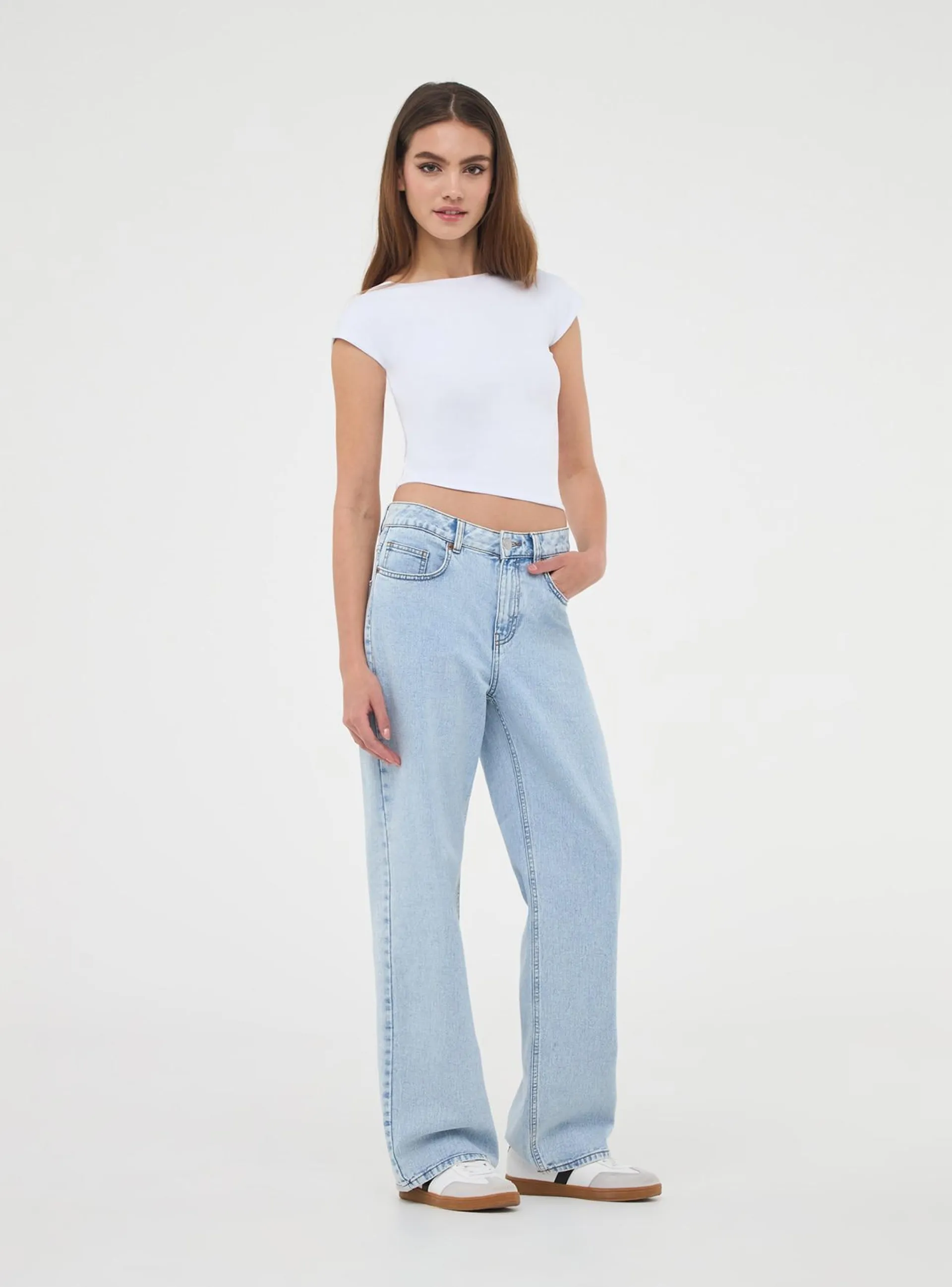 Jeans wide leg chiaro Blu denim chiaro