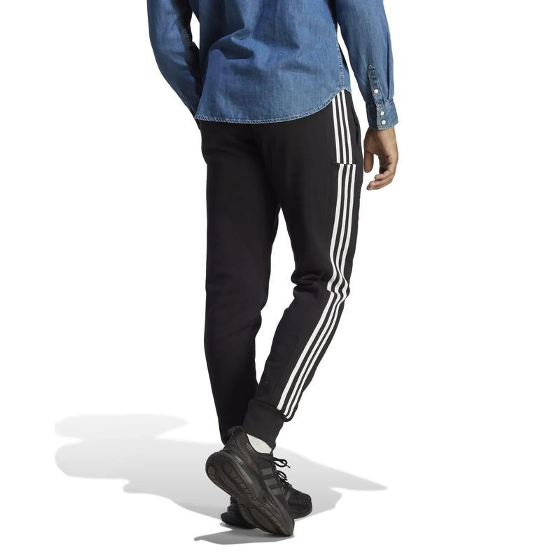 Pantaloni uomo fitness ADIDAS regular misto cotone neri