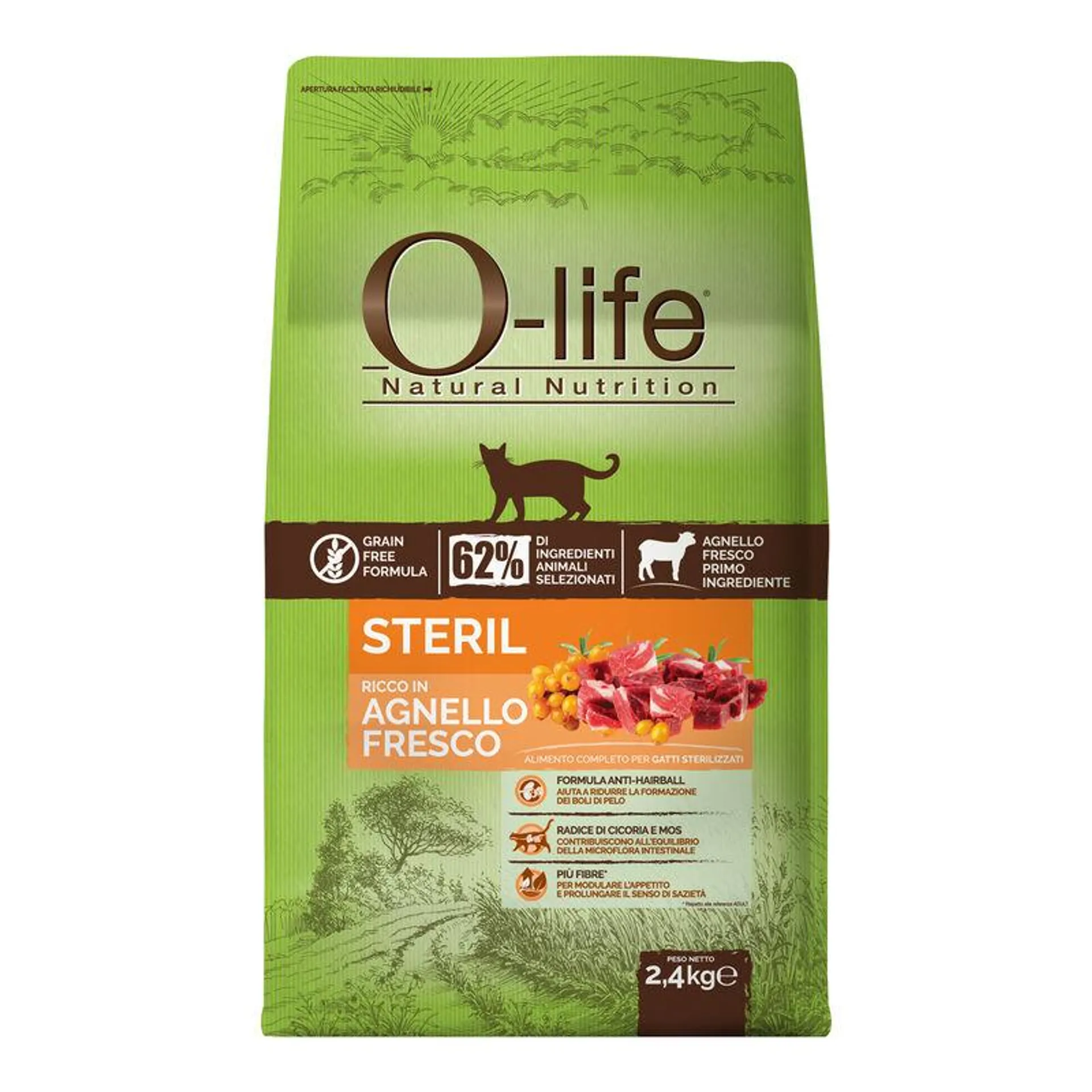 O-life Cat Adult Sterilised con Agnello 2,4 Kg