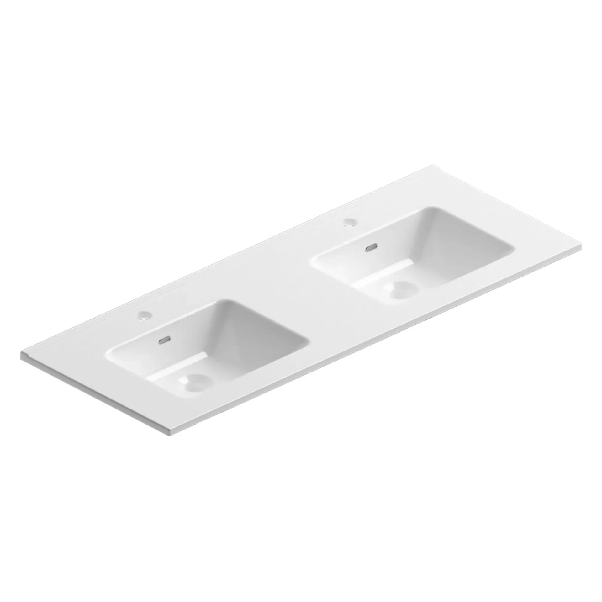 Lavabo da incasso modul in ceramica bianco 2 vasche 121x46x1,6 cm (lxpxh)