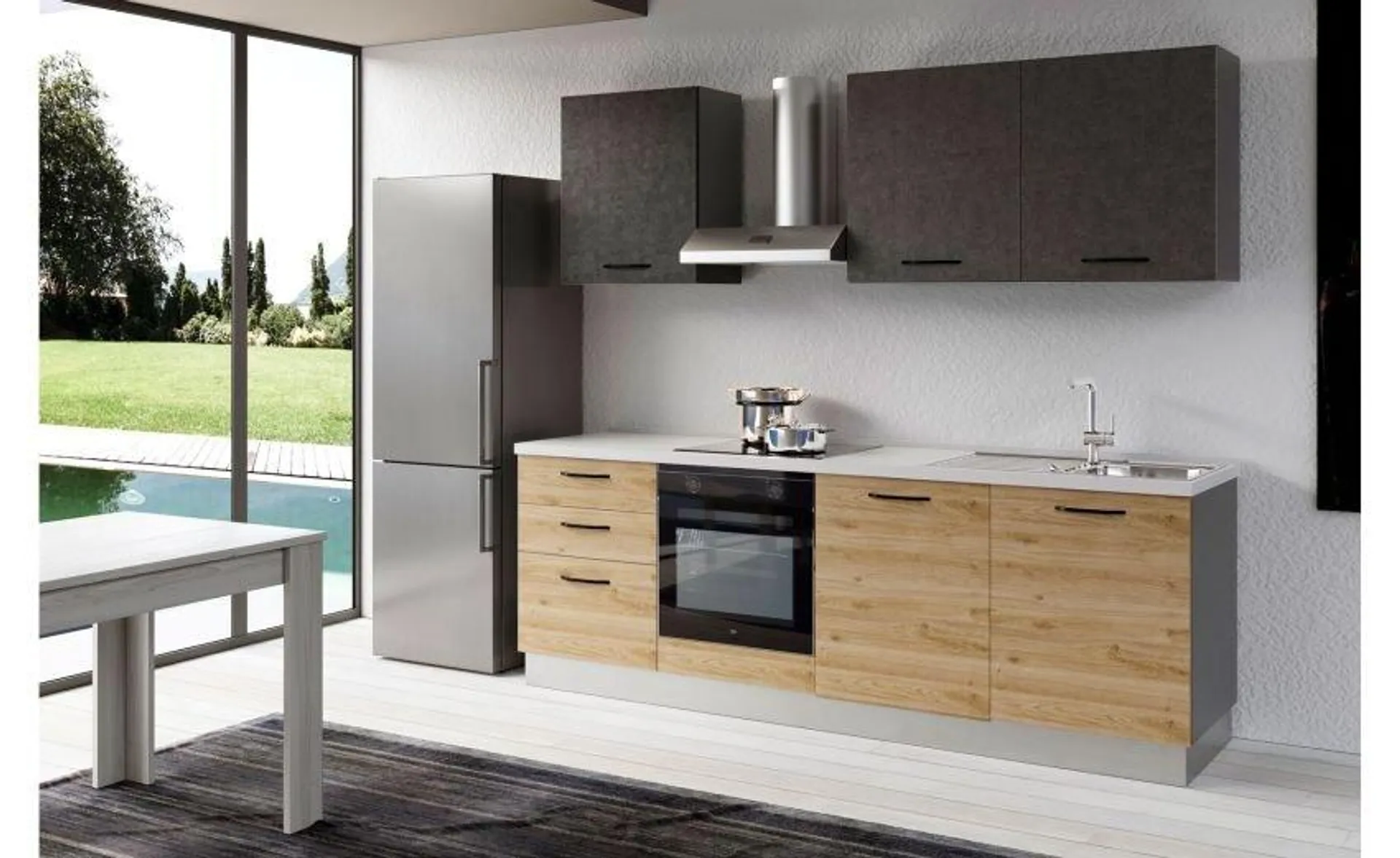 Gilda 2.0 cucina 300 cm colore rovere cadiz e portland