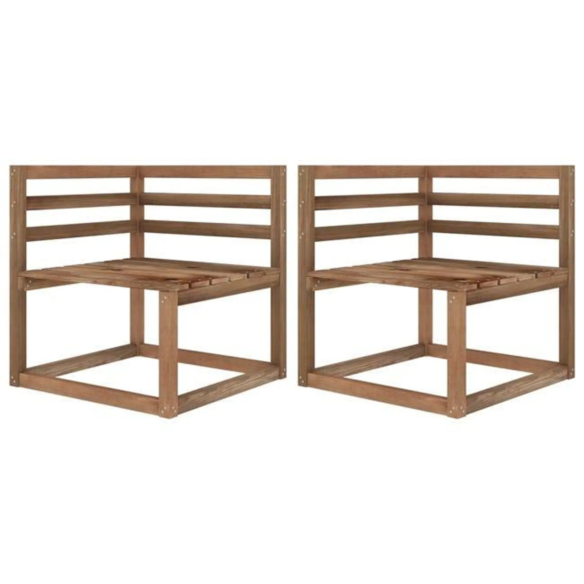 vidaXL Divani Angolari Pallet da Giardino 2 pz Marrone Pino Impregnato