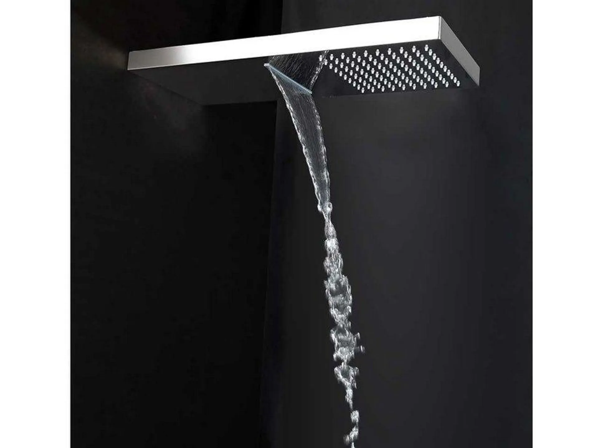 Soffione Doccia 50X22 Acciaio Inox Rettangolare Pioggia + Cascata