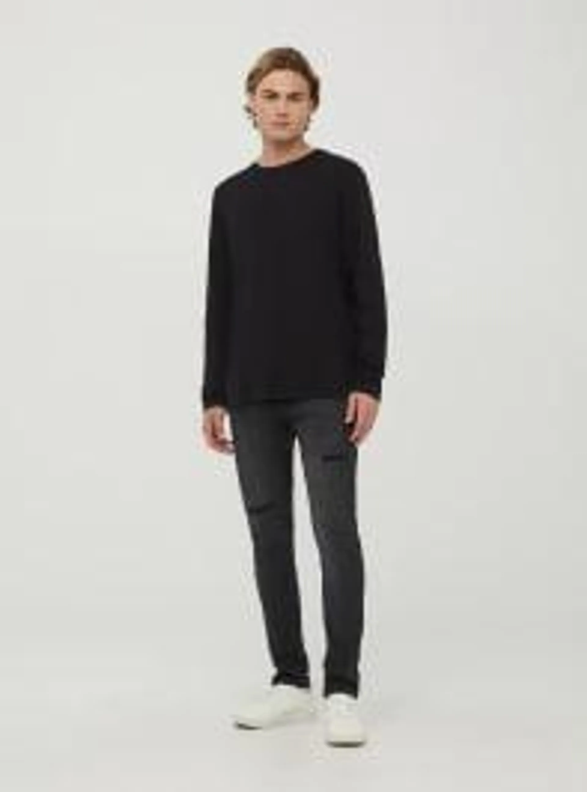 Maglia basic in cotone a tinta unita Nero