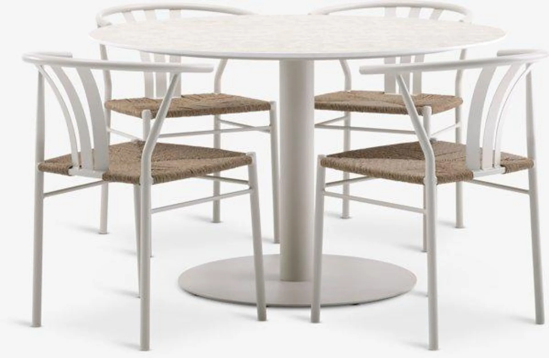 VAMDRUP Tavolo Ø120 cm + 4 TAGMARK Sedie beige