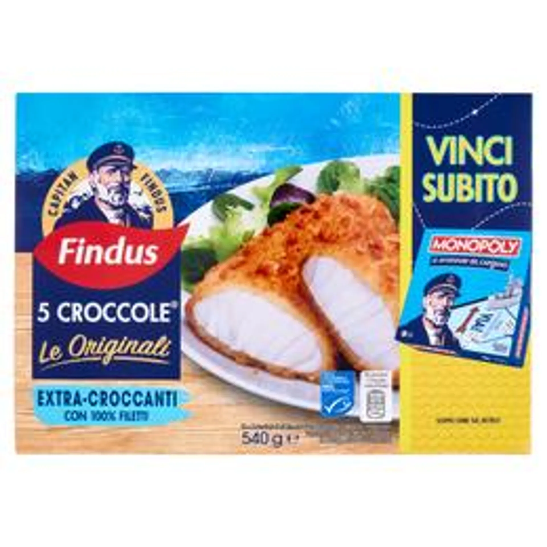 Capitan Findus 5 Croccole con 100% Filetti di Merluzzo - Le originali 540 g