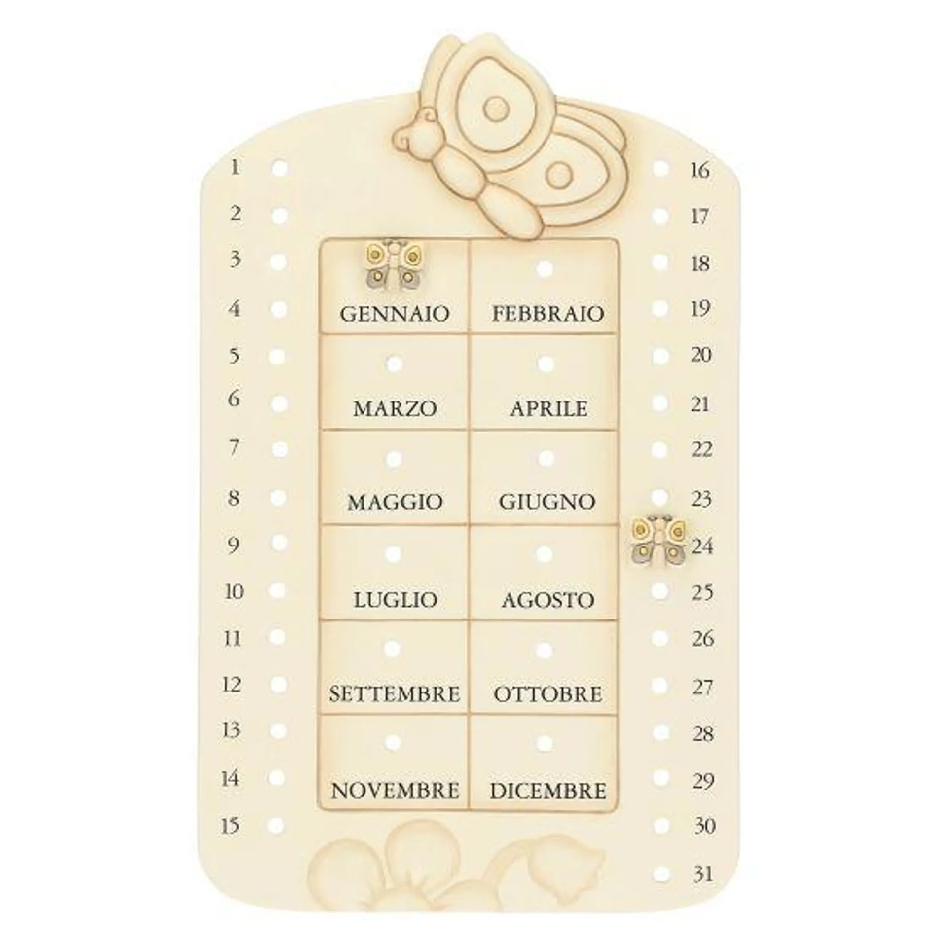 Calendario perpetuo da parete in ceramica Elegance