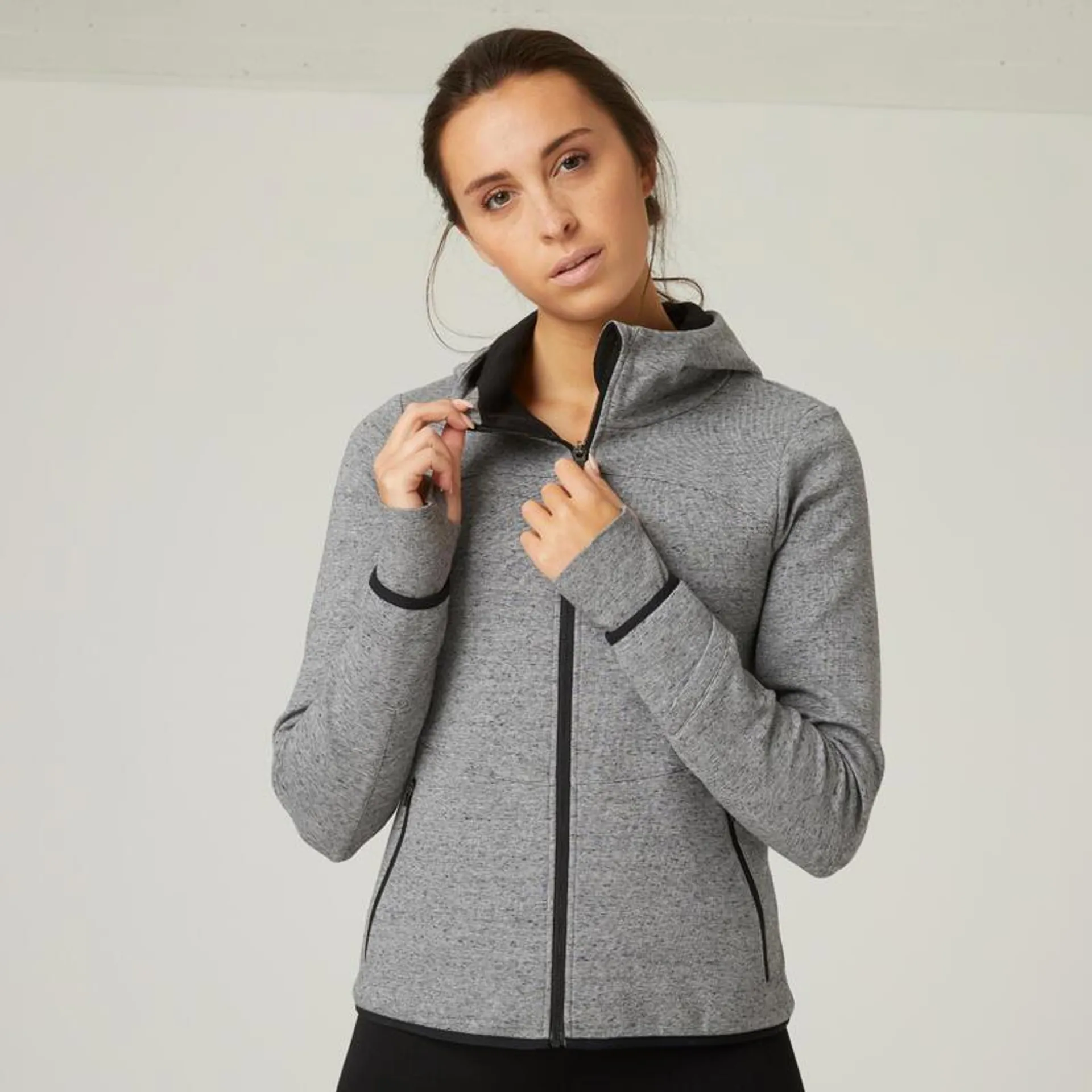 Chaqueta fitness con capucha Mujer Domyos 560 gris