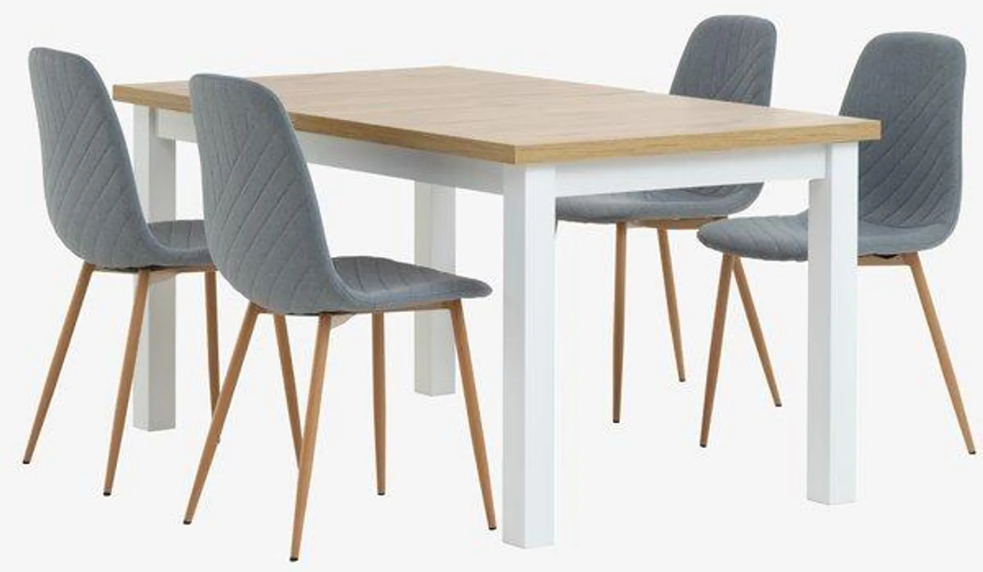 MARKSKEL tavolo L150/193 cm + 4 JONSTRUP blu chiaro